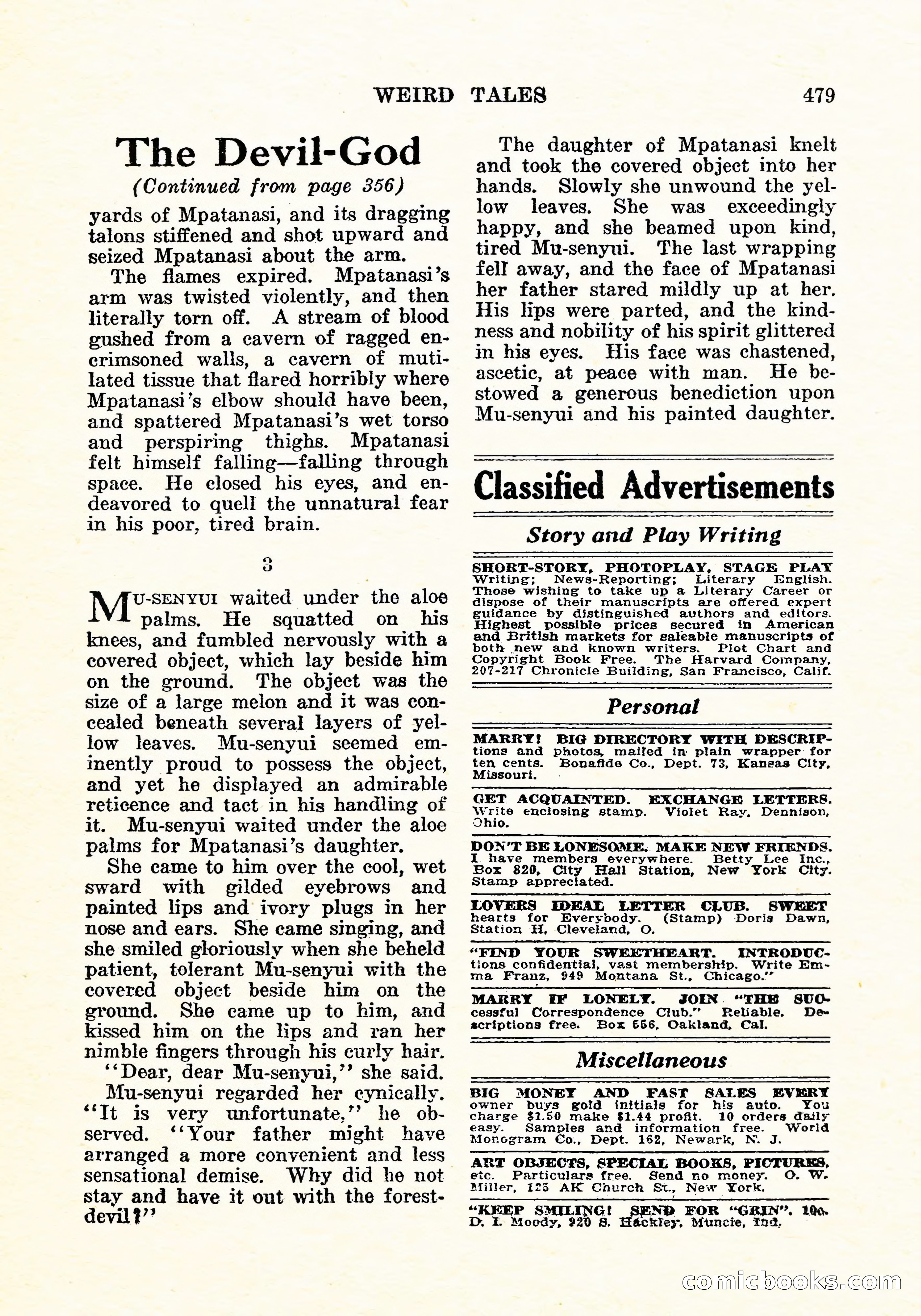 Weird Tales, Vol. 5, No. 6 — page 144 of 146