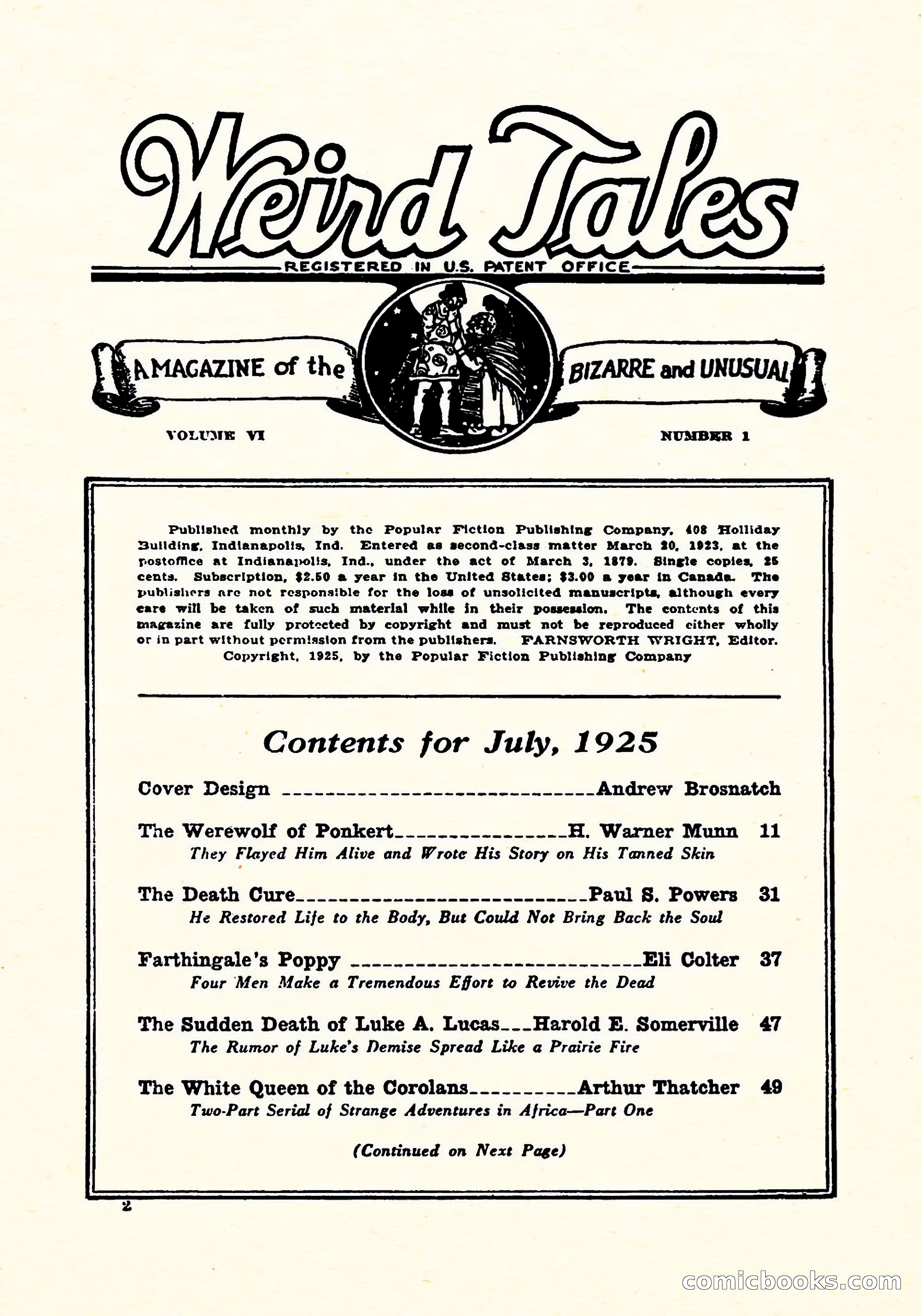 Weird Tales, July 1925 — page 3 of 146