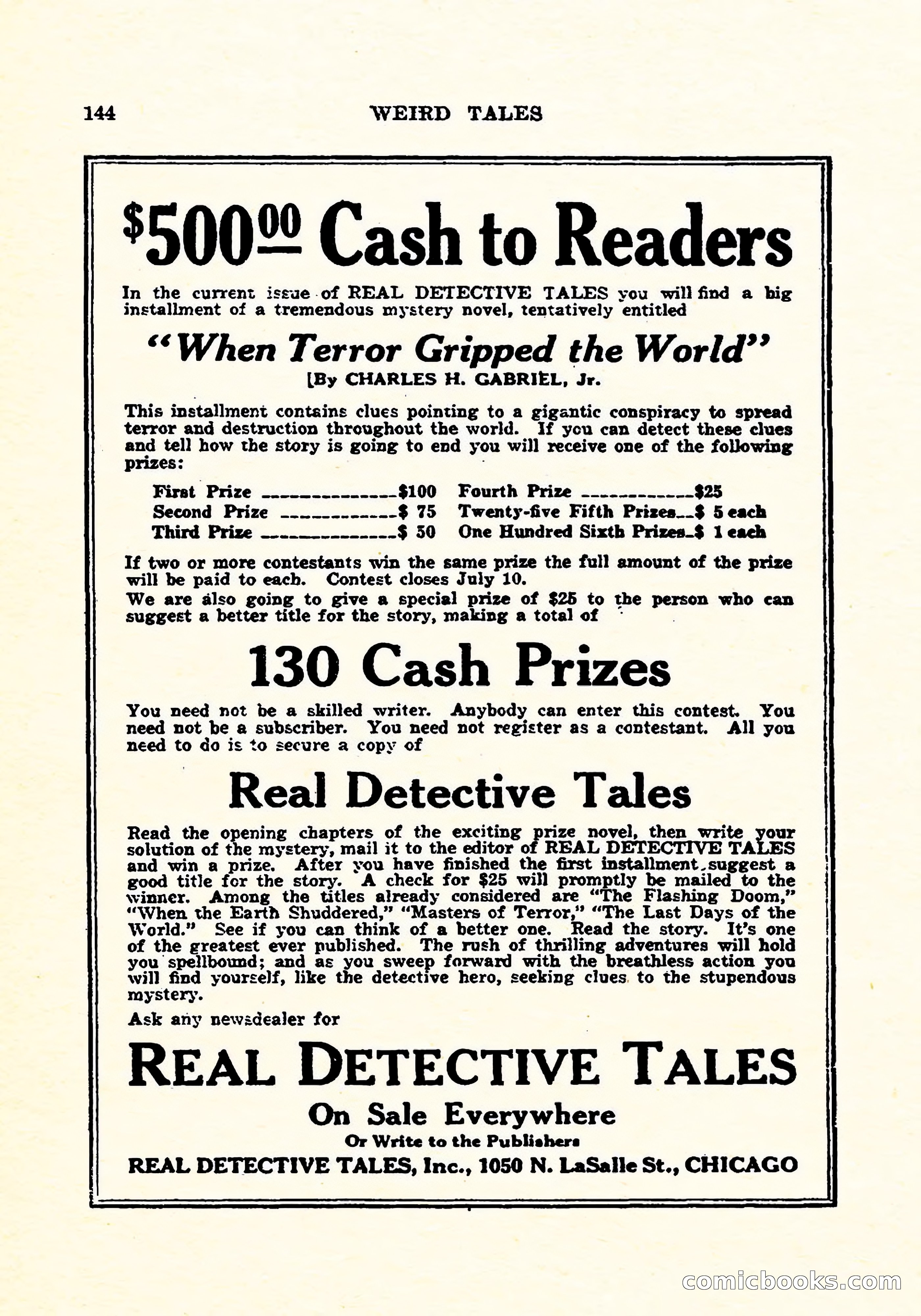 Weird Tales, July 1925 — page 145 of 146