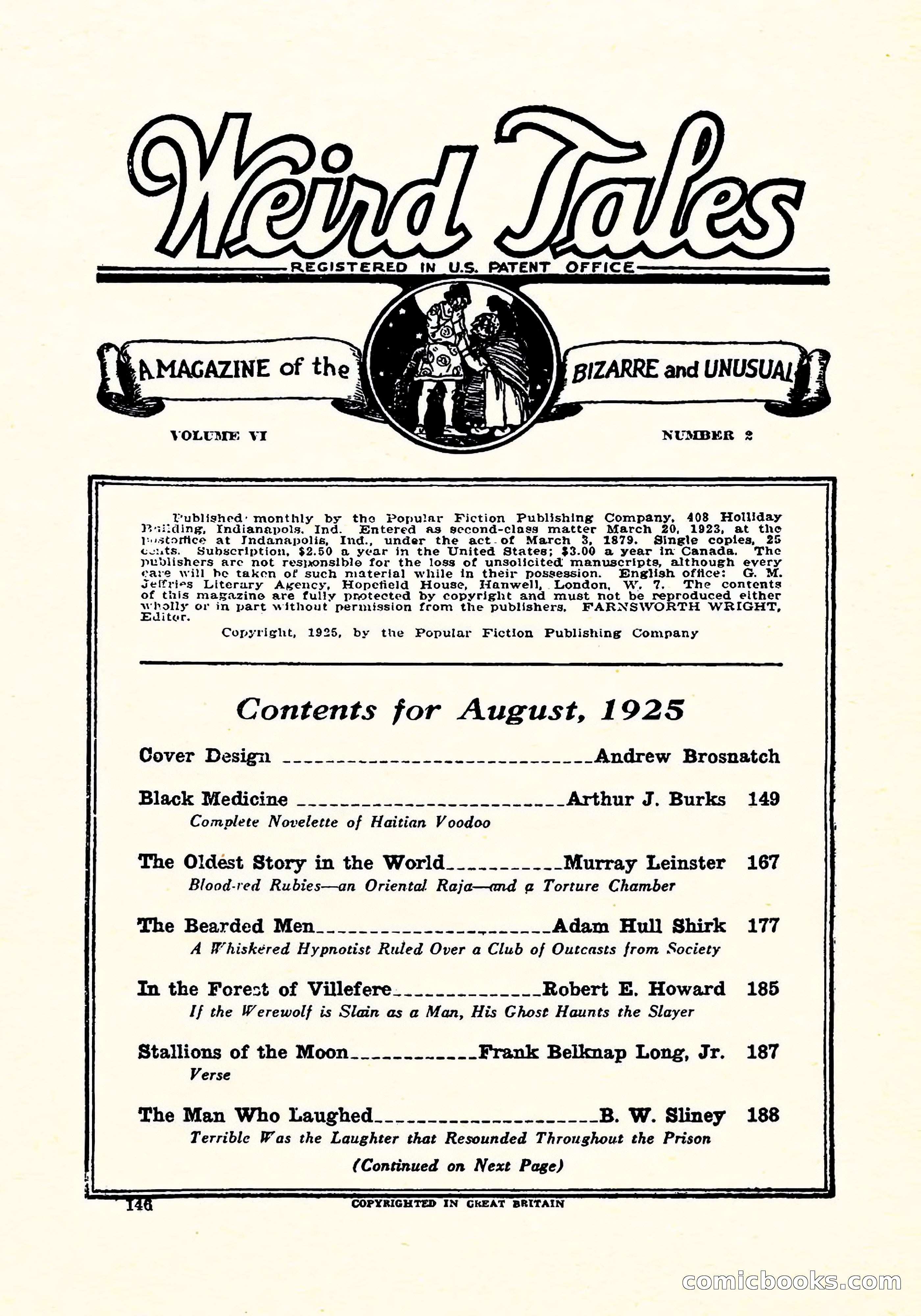 Weird Tales, Vol. 6, No. 2 — page 3 of 146