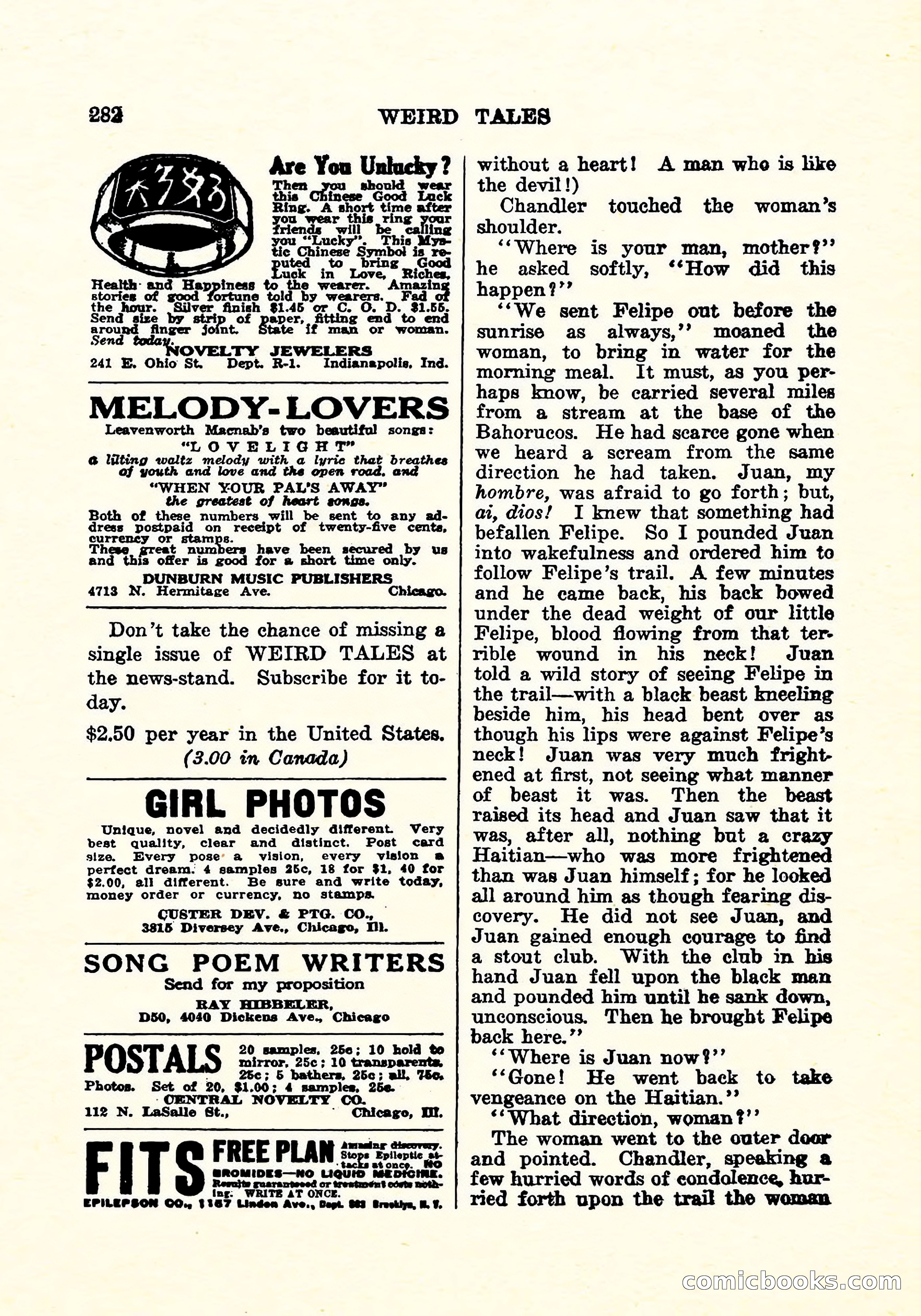 Weird Tales, Vol. 6, No. 2 — page 139 of 146