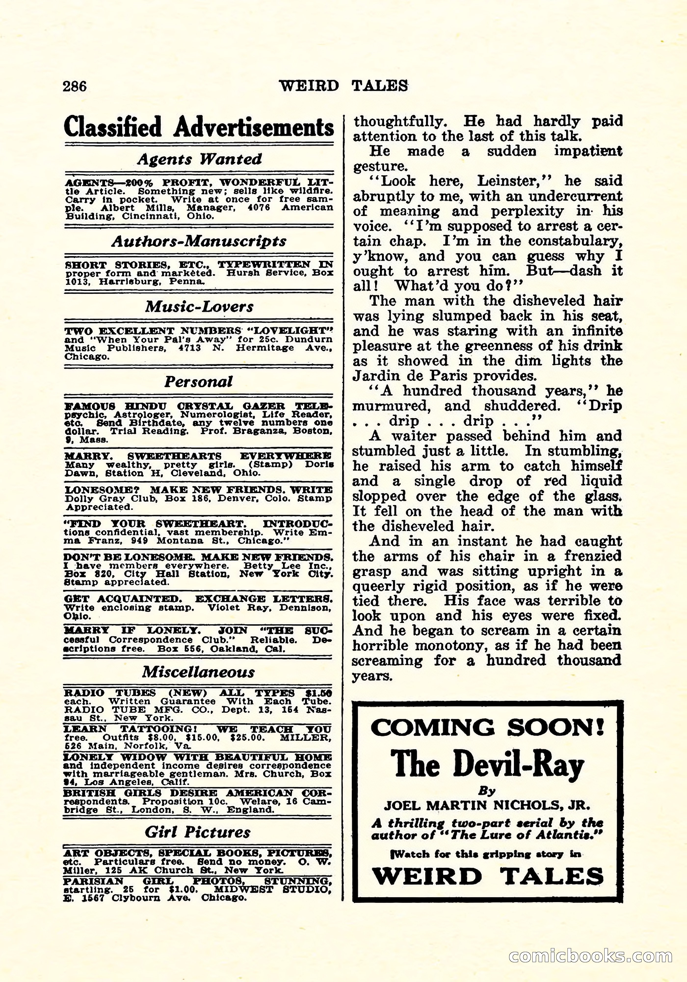 Weird Tales, Vol. 6, No. 2 — page 143 of 146