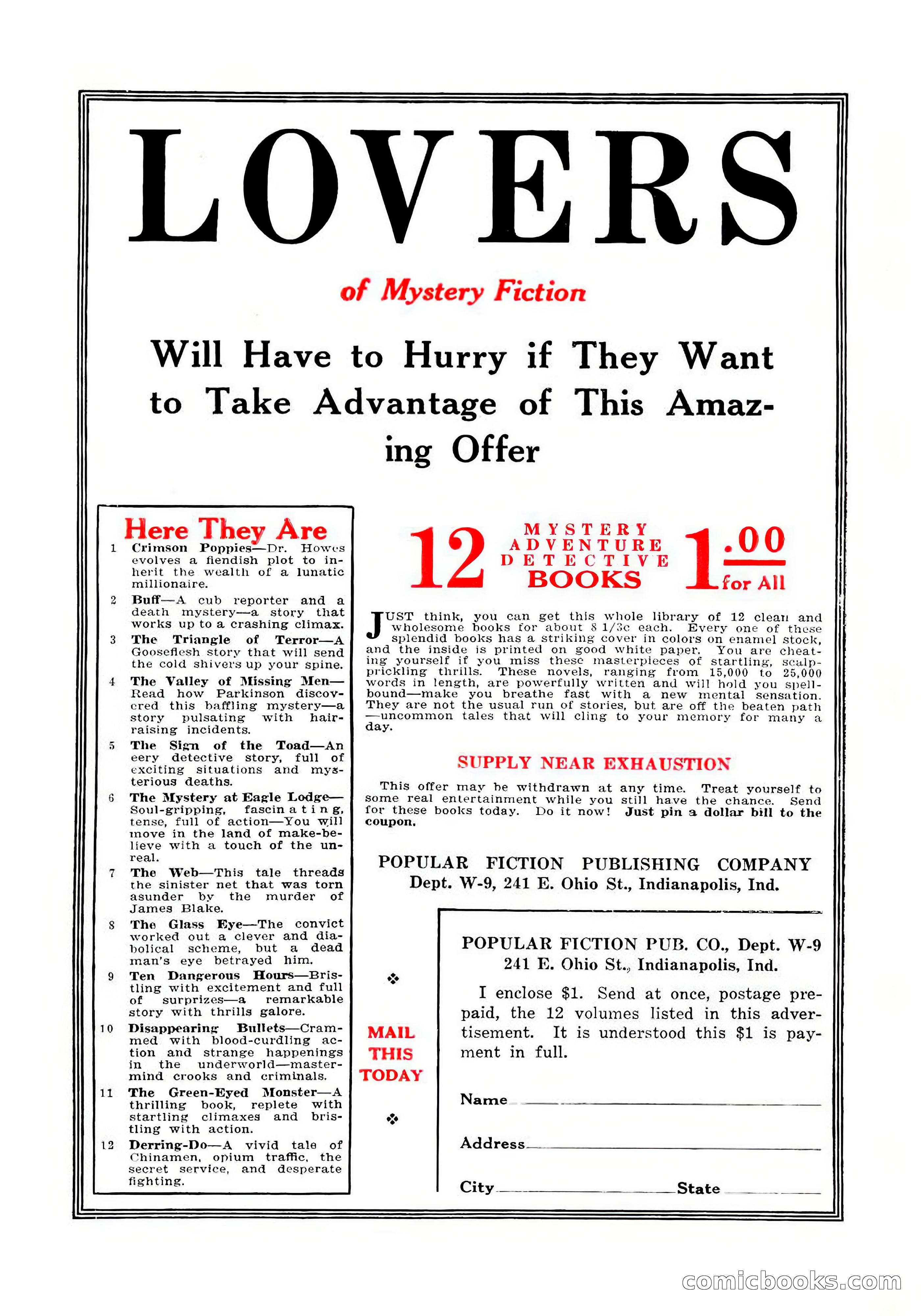 Weird Tales, Vol. 6, No. 2 — page 146 of 146
