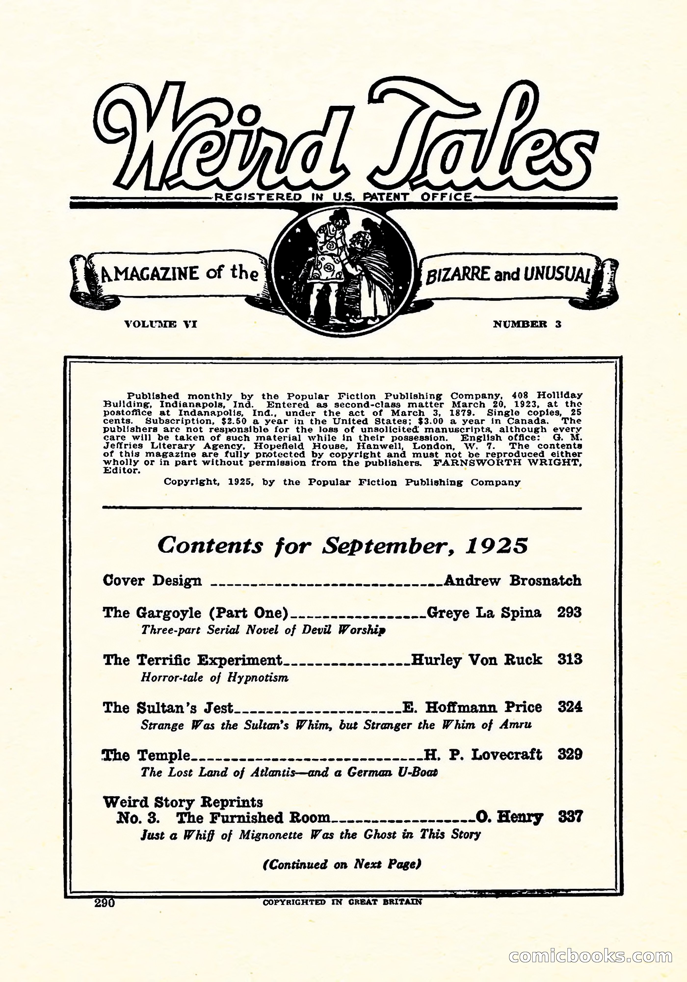 Weird Tales, Vol. 6, No. 3 — page 3 of 146