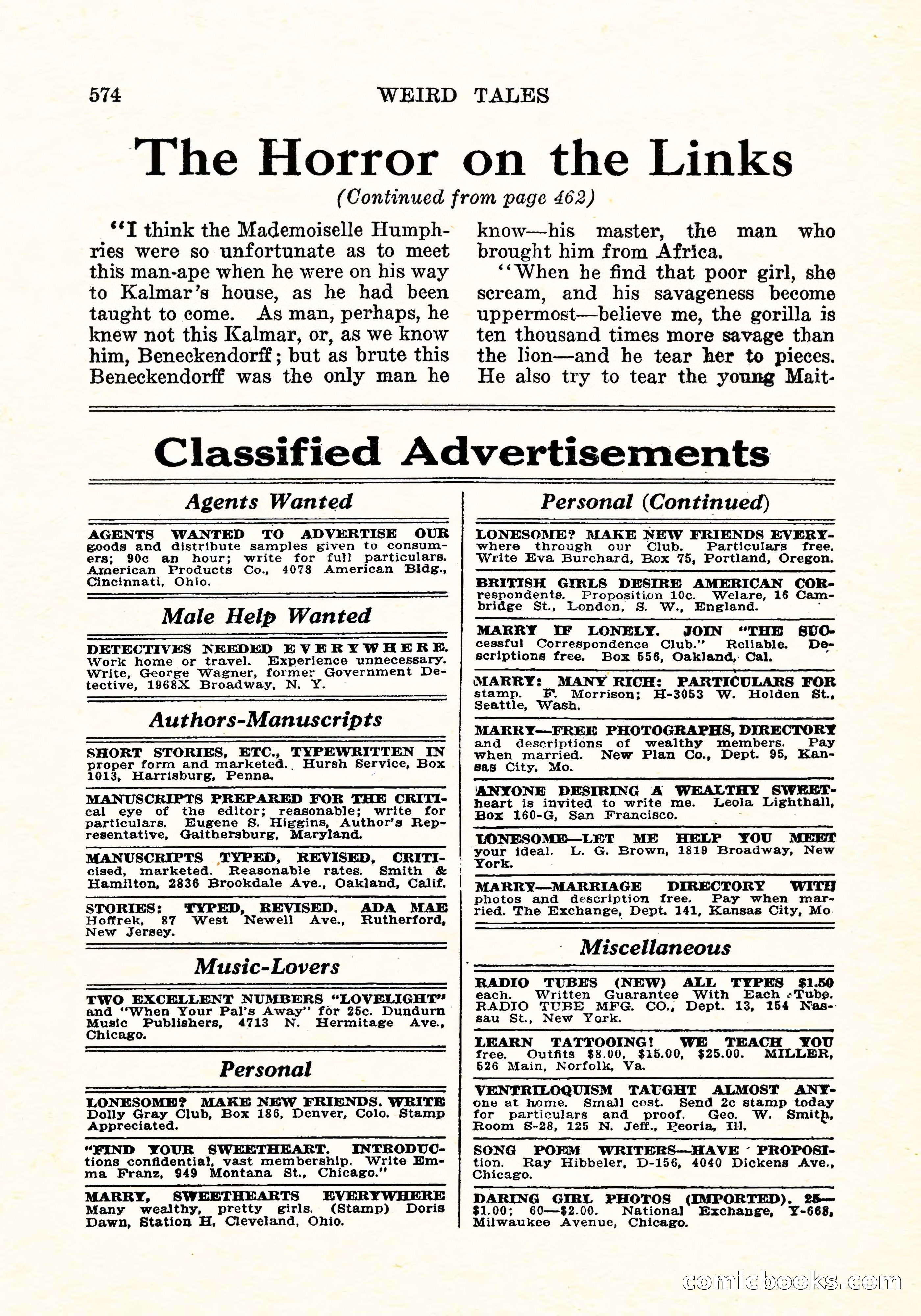 Weird Tales, Vol. 6 No. 4 — page 143 of 146
