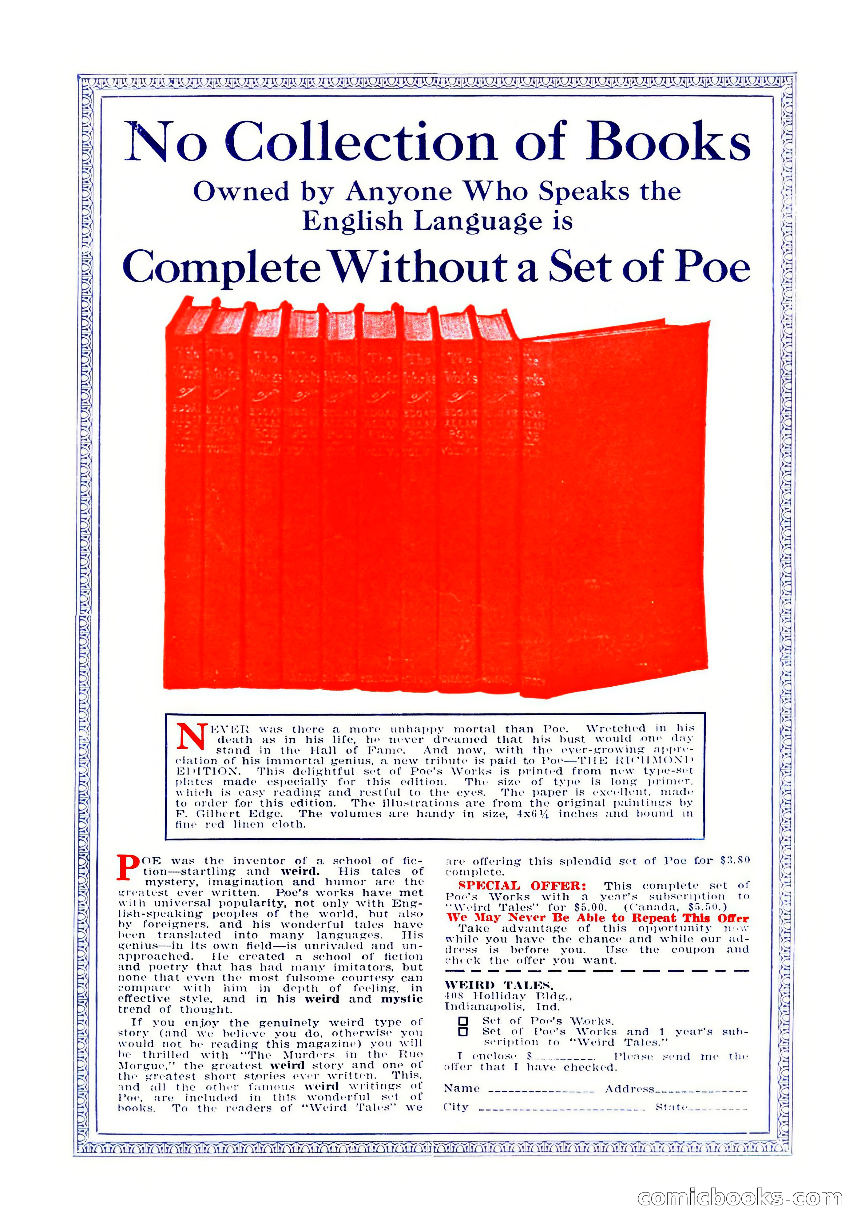 Weird Tales, Vol. 6 No. 4 — page 146 of 146