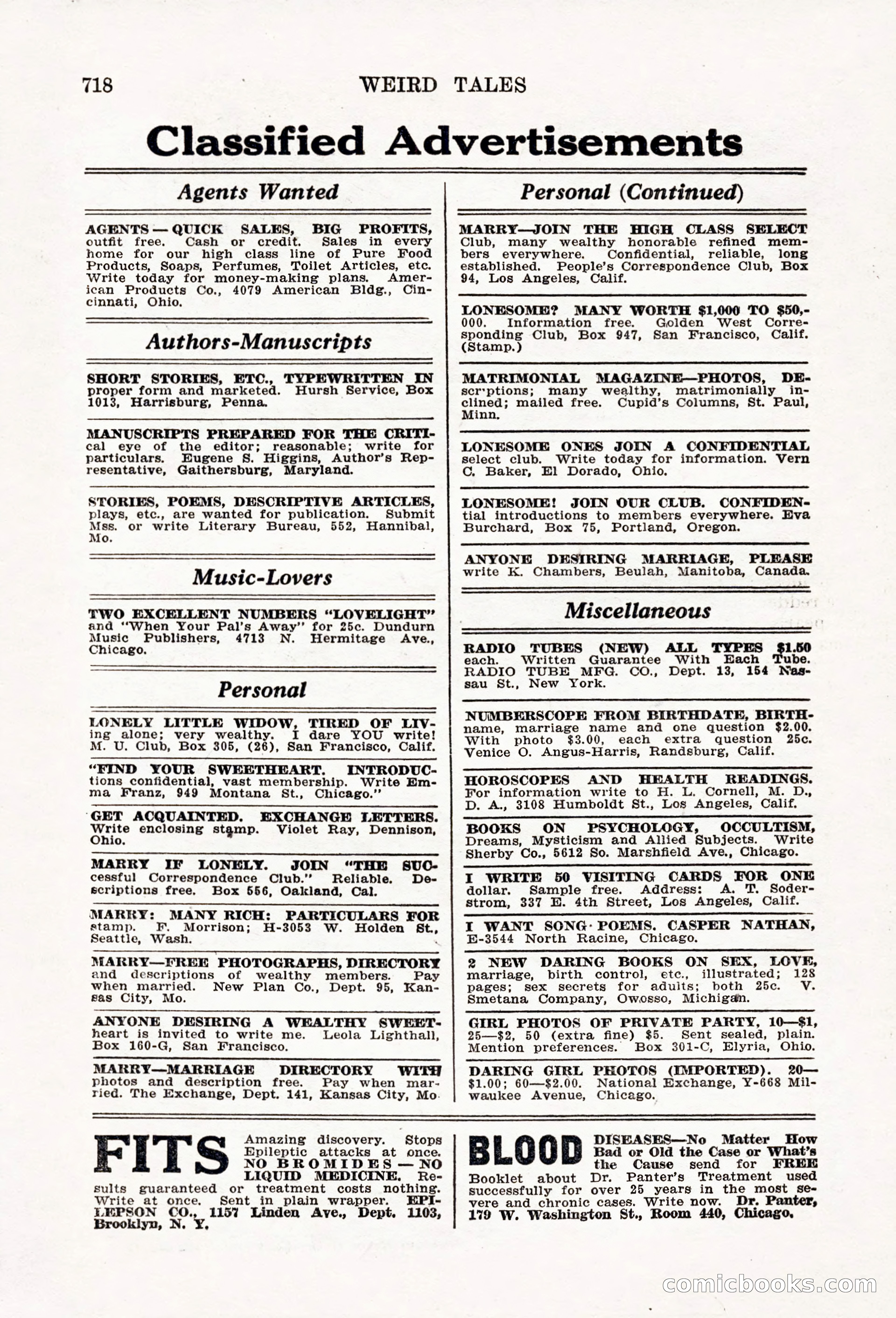 Weird Tales, Vol. 6, No. 5 — page 144 of 148