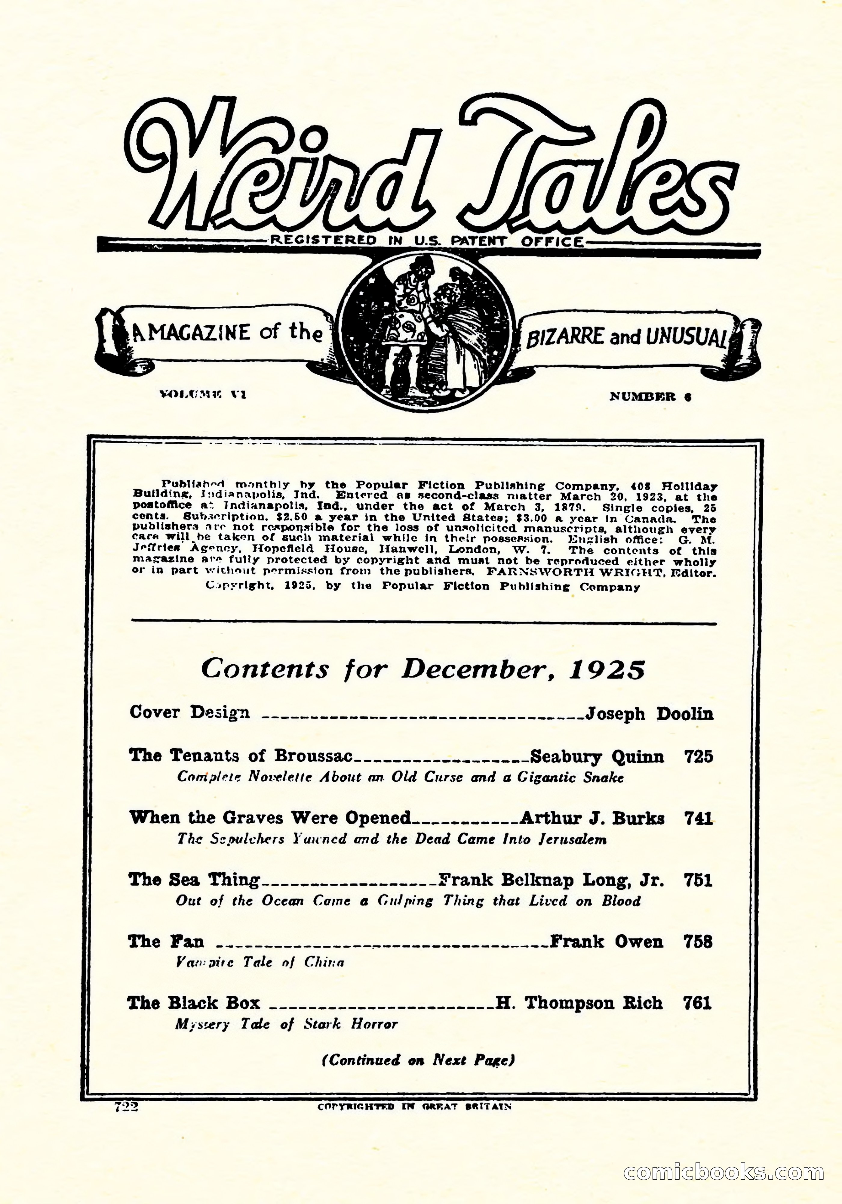 Weird Tales, December 1925 — page 3 of 146