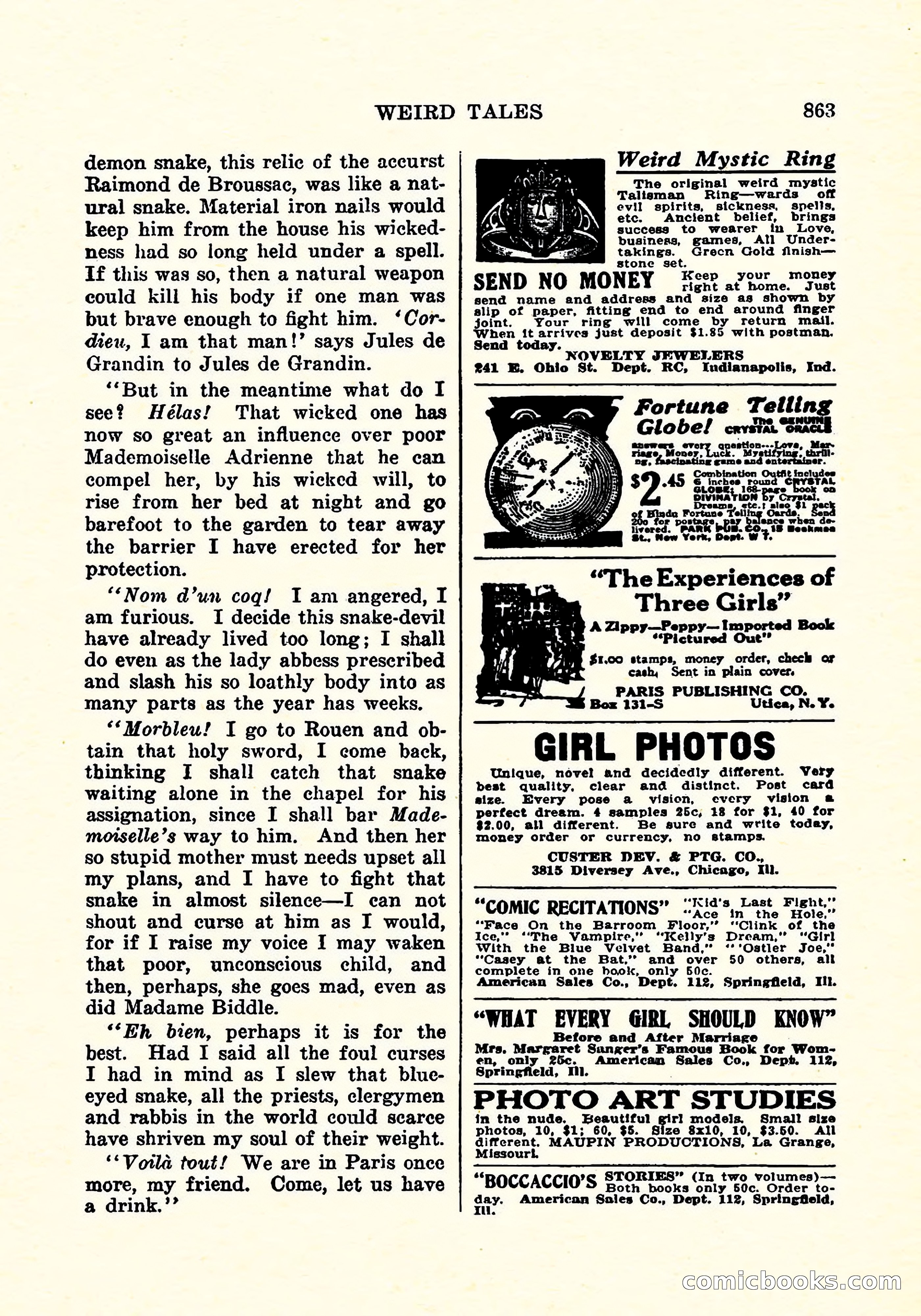 Weird Tales, December 1925 — page 144 of 146