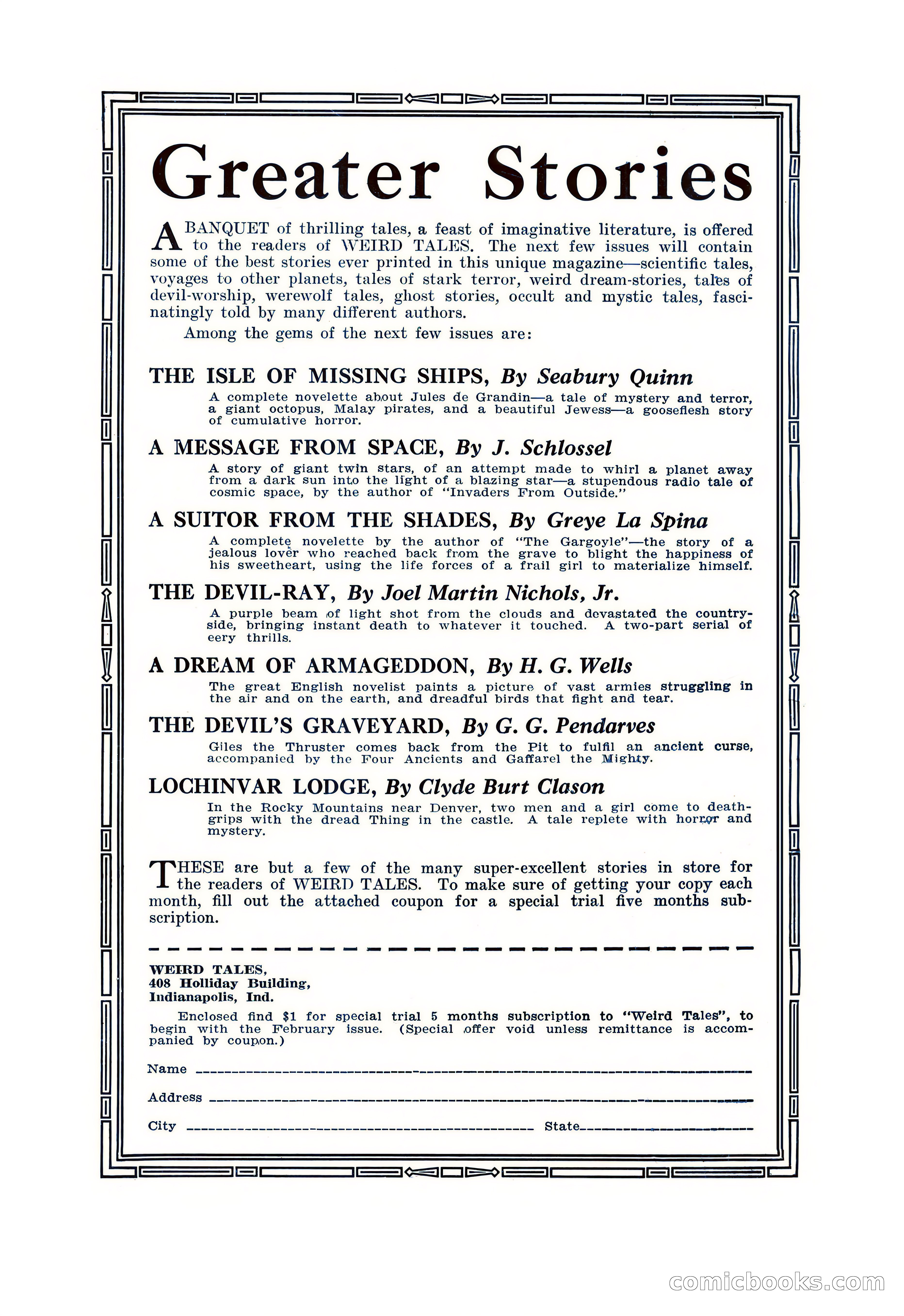 Weird Tales, January 1926 — page 2 of 148