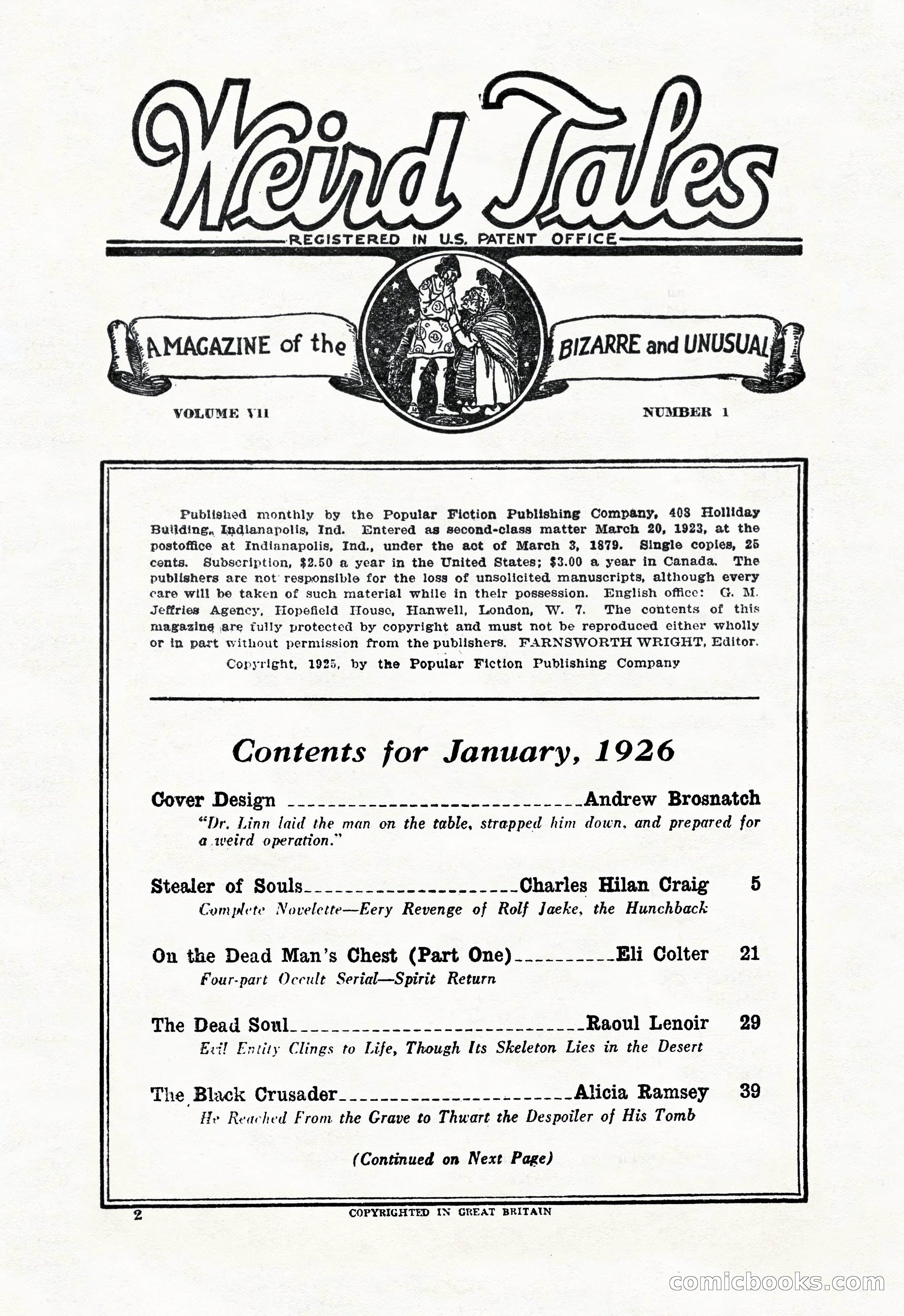 Weird Tales, January 1926 — page 4 of 148