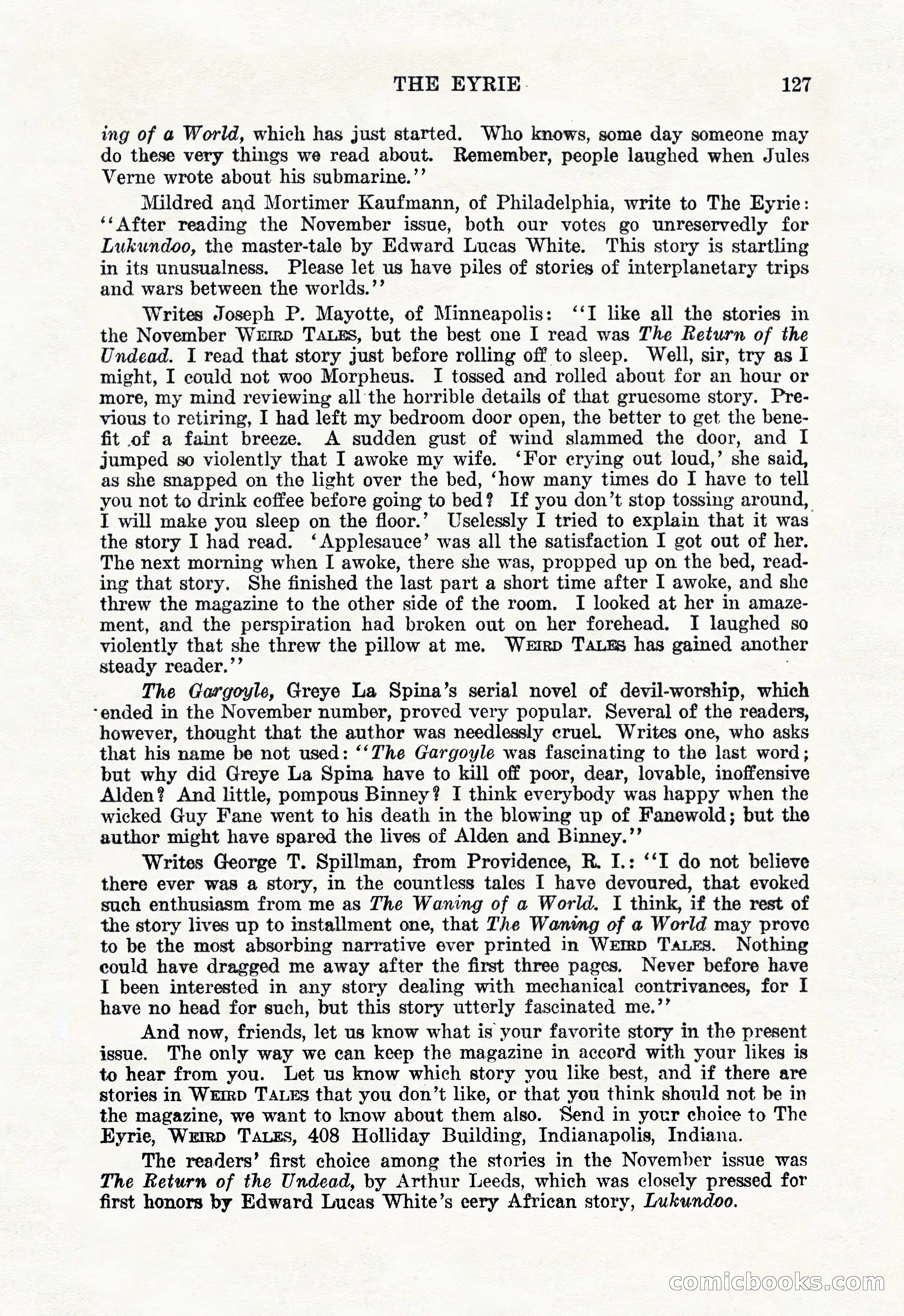 Weird Tales, January 1926 — page 129 of 148