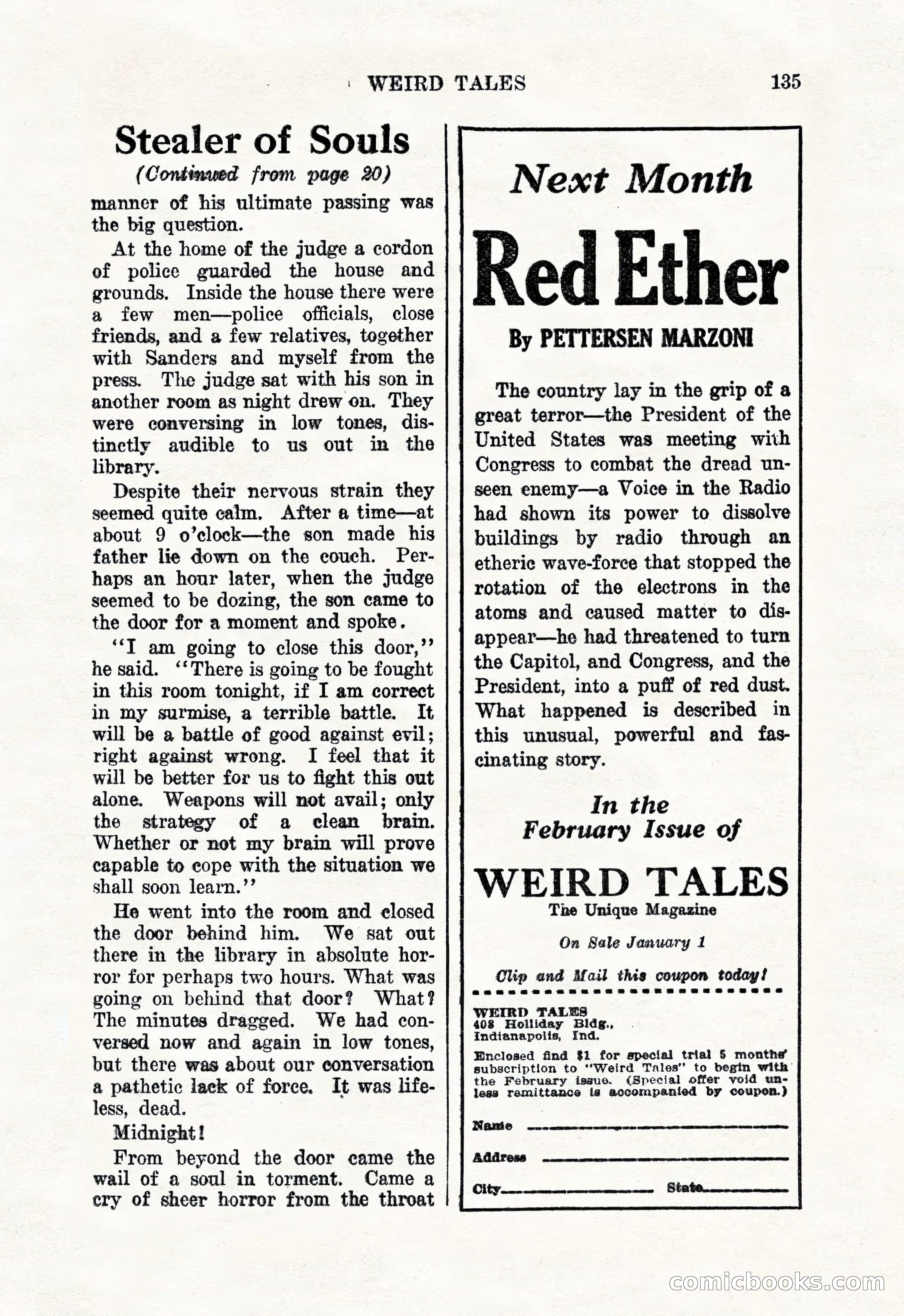 Weird Tales, January 1926 — page 137 of 148