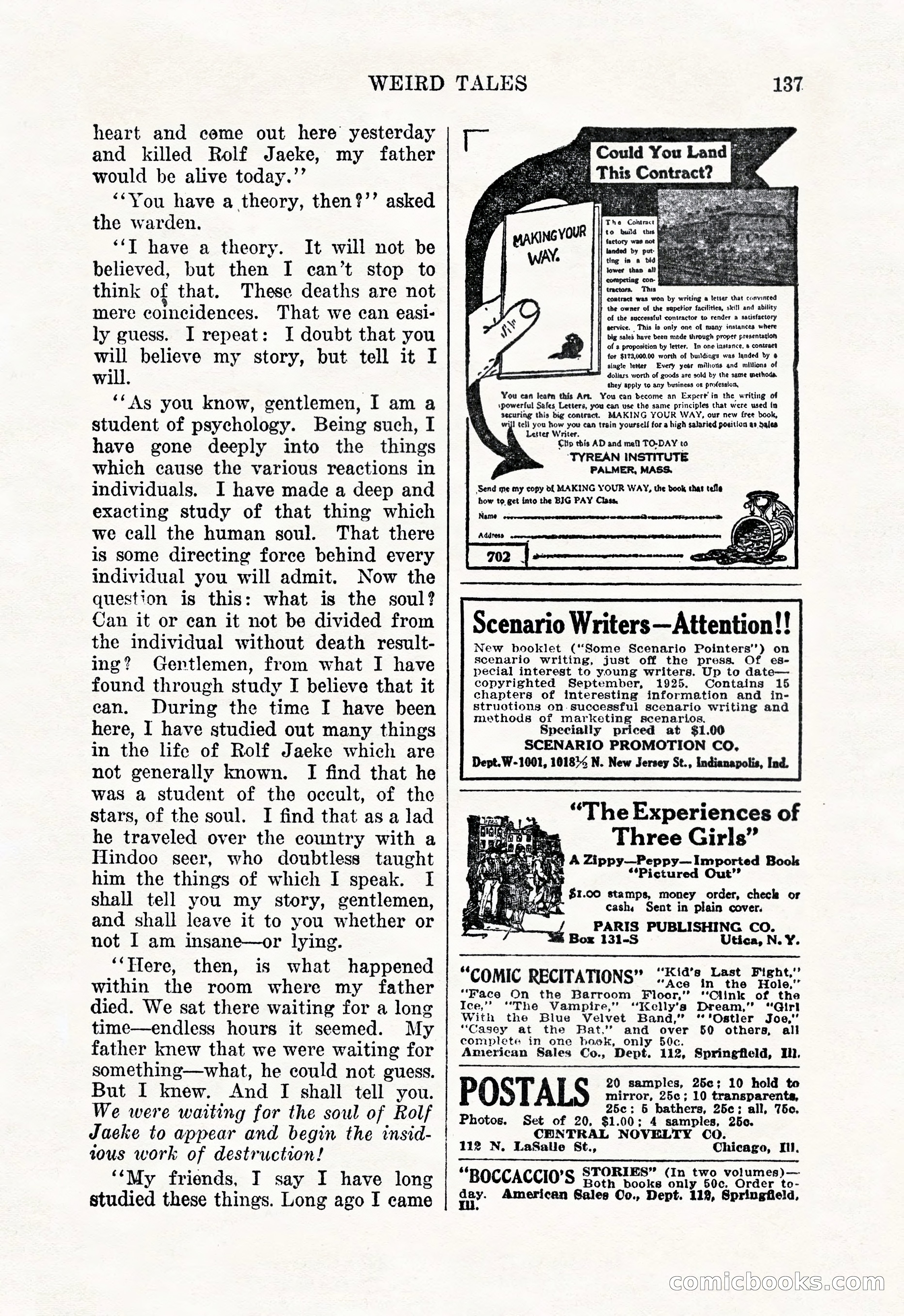 Weird Tales, January 1926 — page 139 of 148