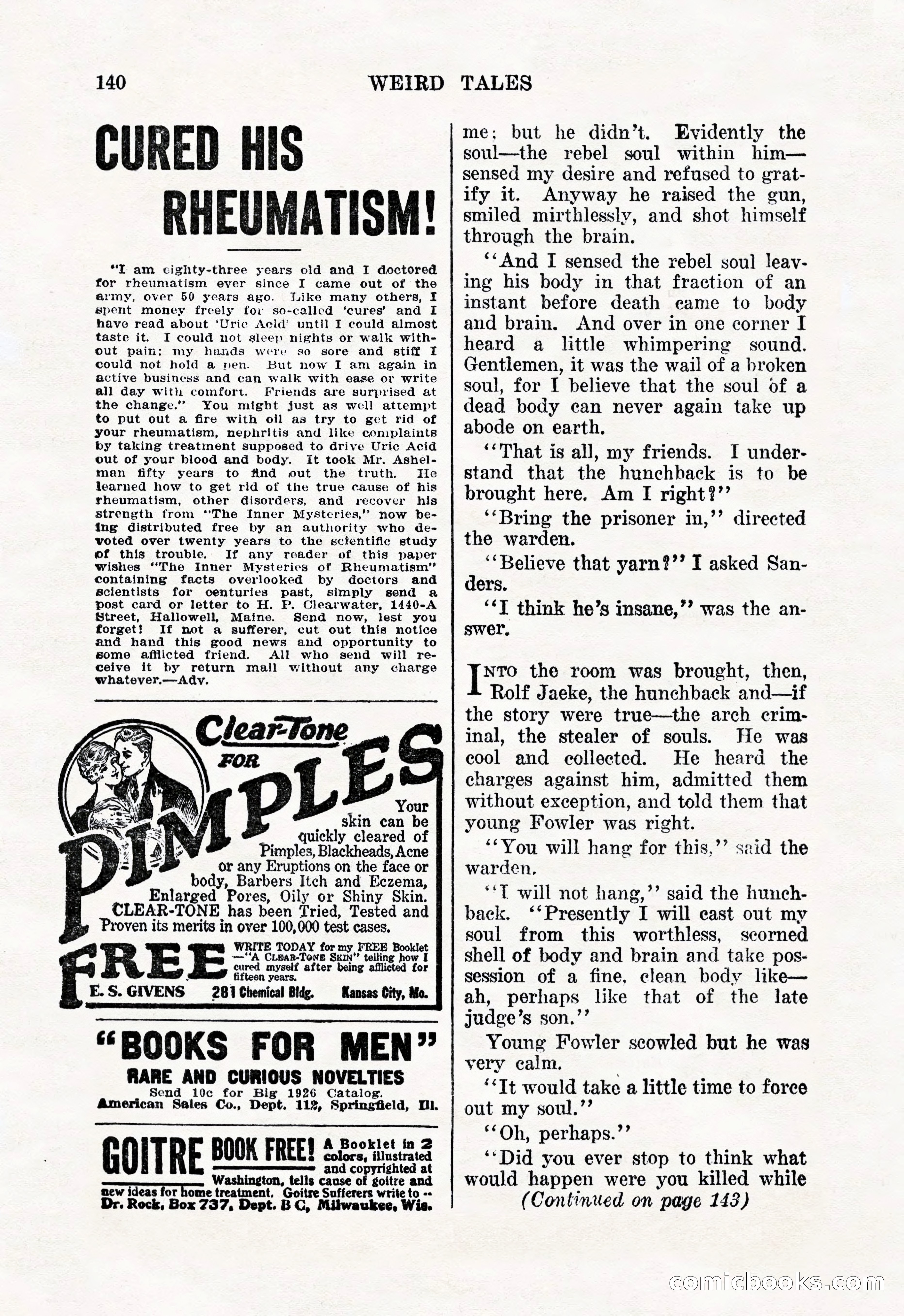 Weird Tales, January 1926 — page 142 of 148