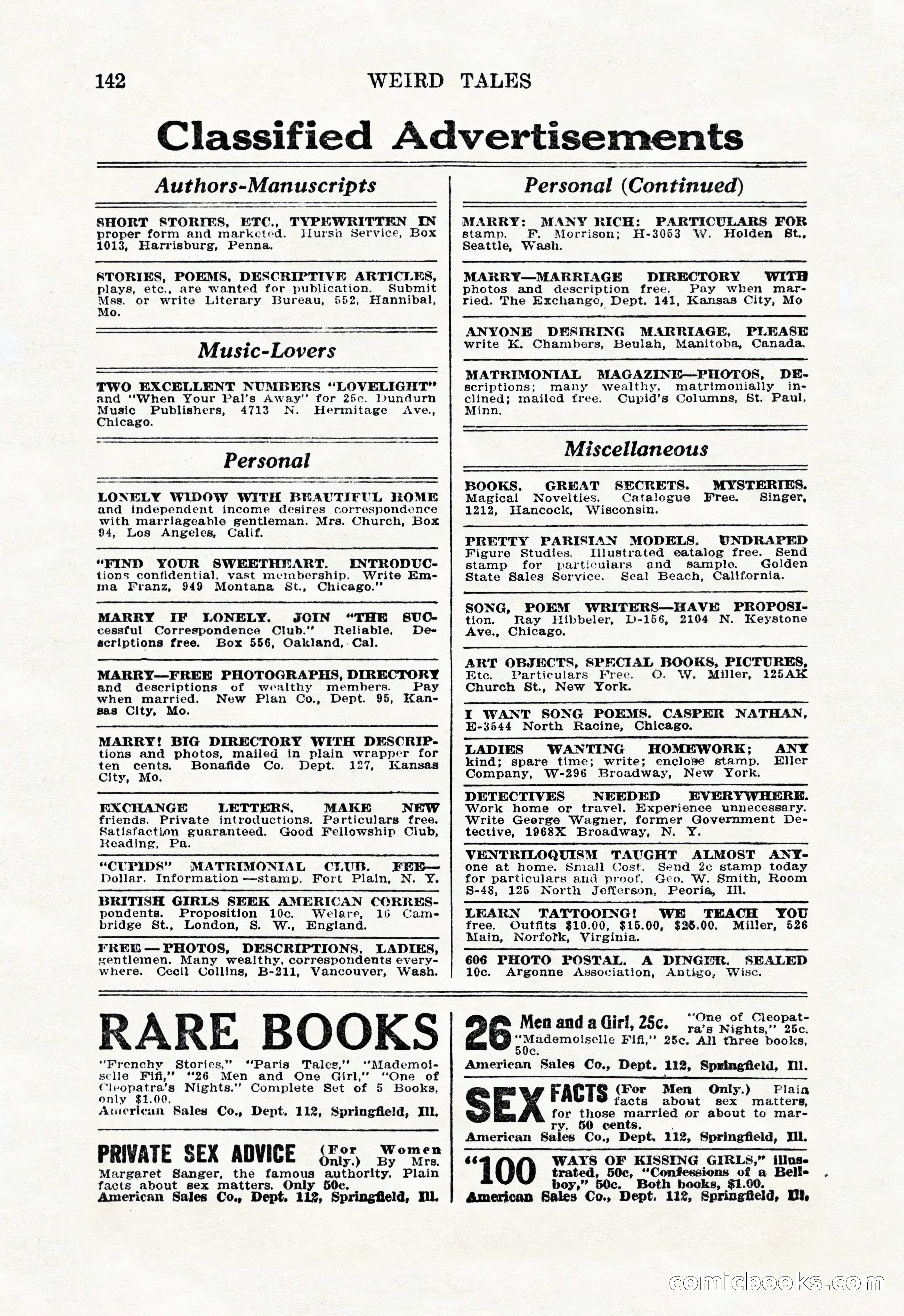 Weird Tales, January 1926 — page 144 of 148