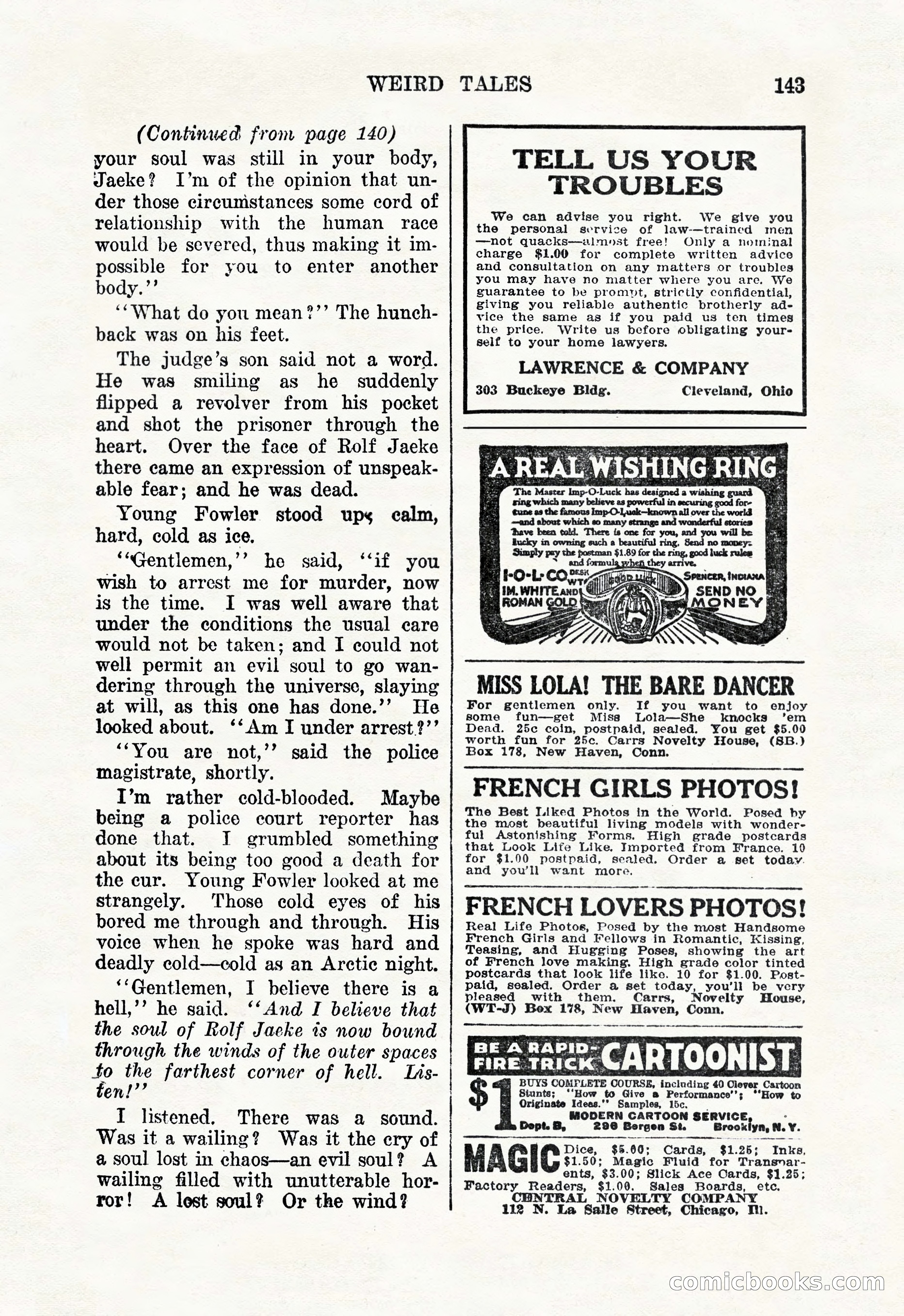 Weird Tales, January 1926 — page 145 of 148