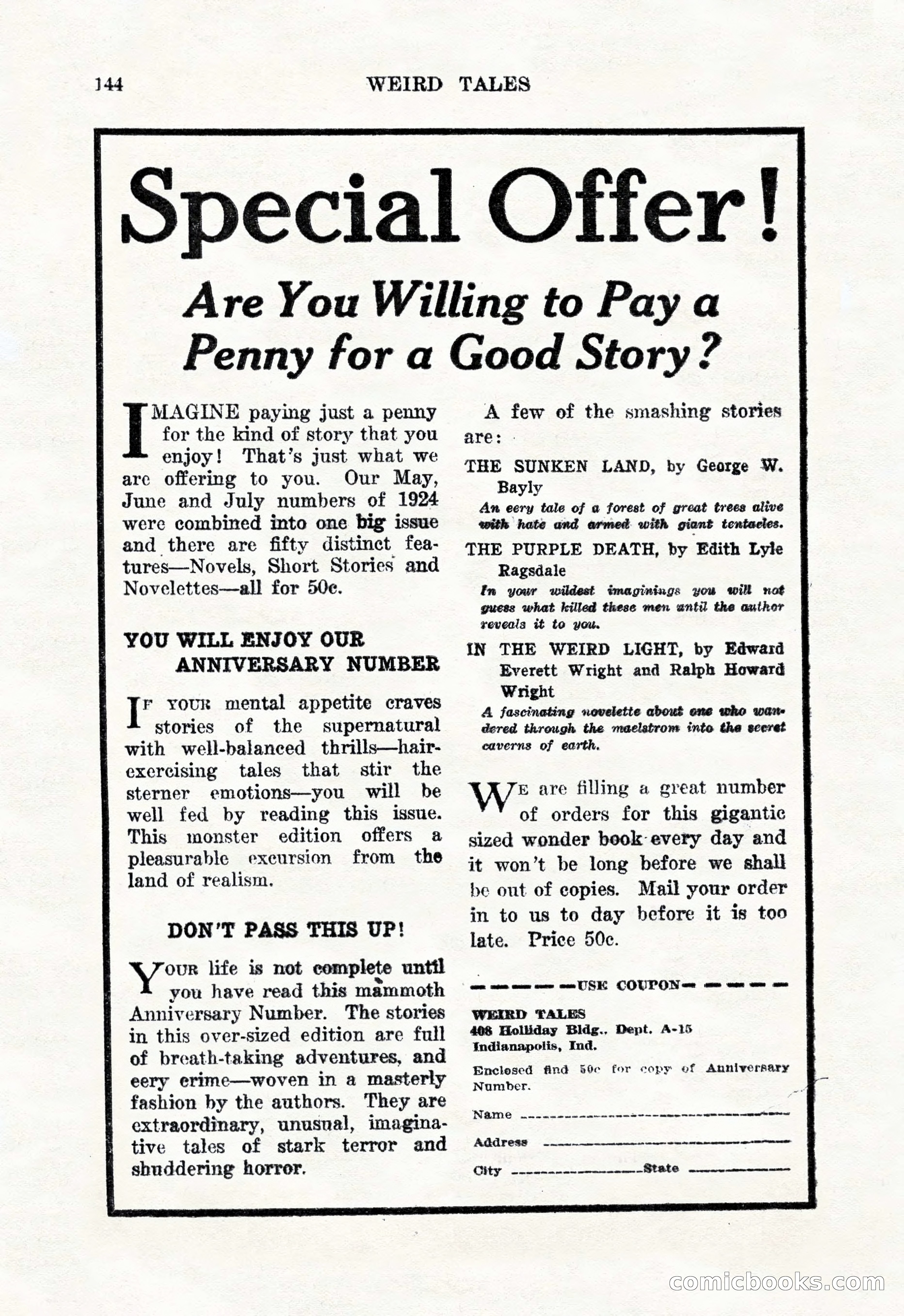 Weird Tales, January 1926 — page 146 of 148