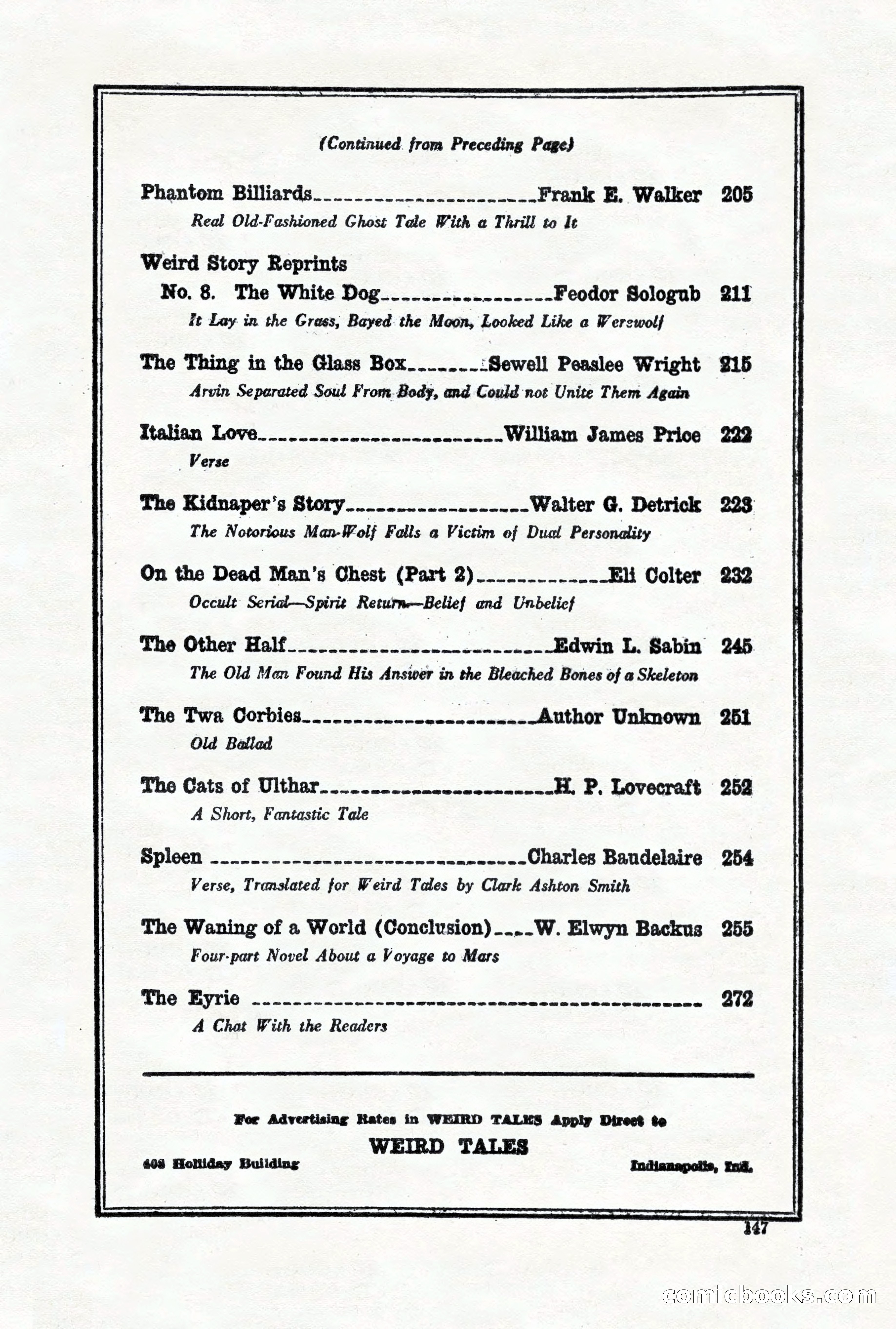 Weird Tales, Vol. VII, No. 2 — page 5 of 148