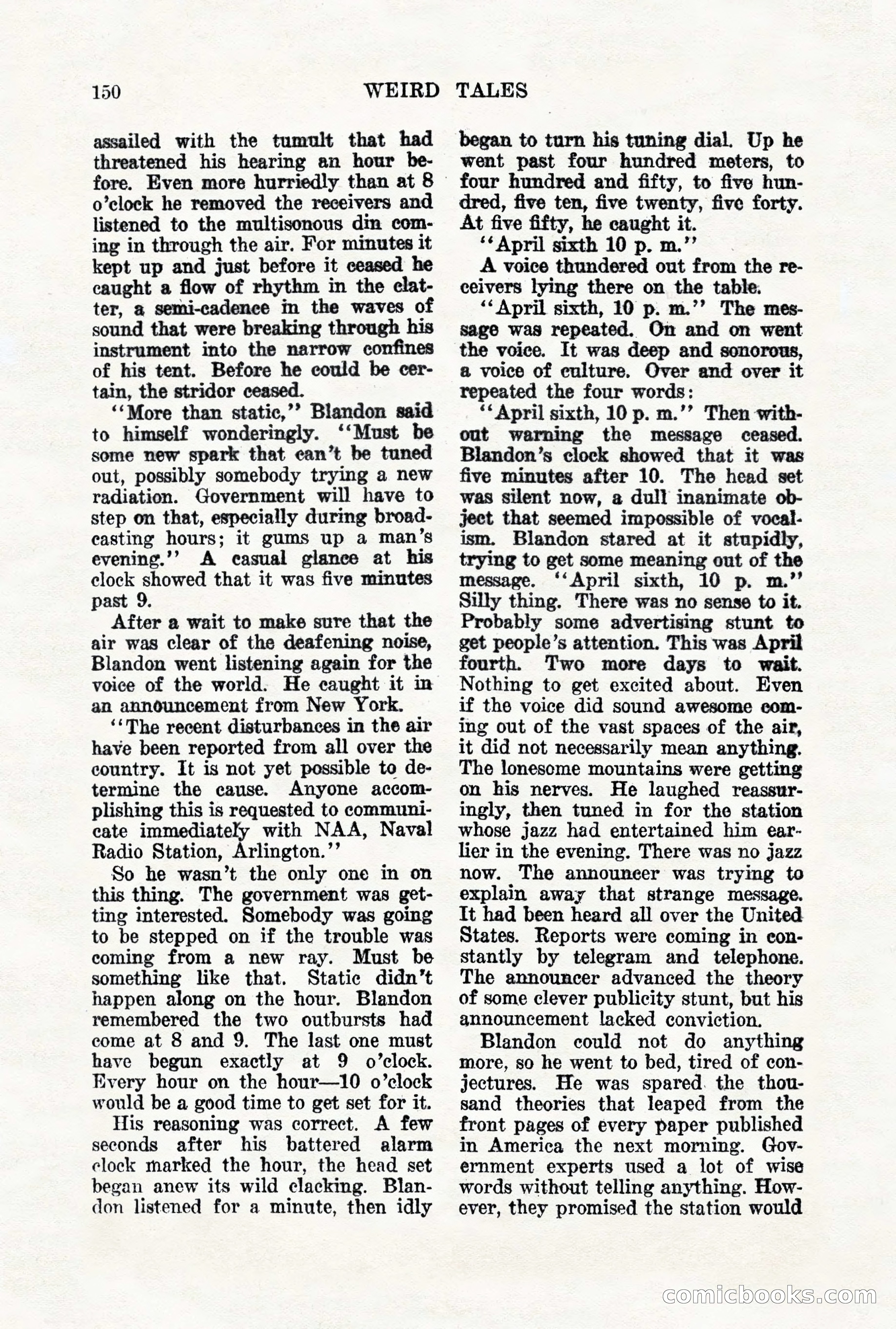 Weird Tales, Vol. VII, No. 2 — page 8 of 148