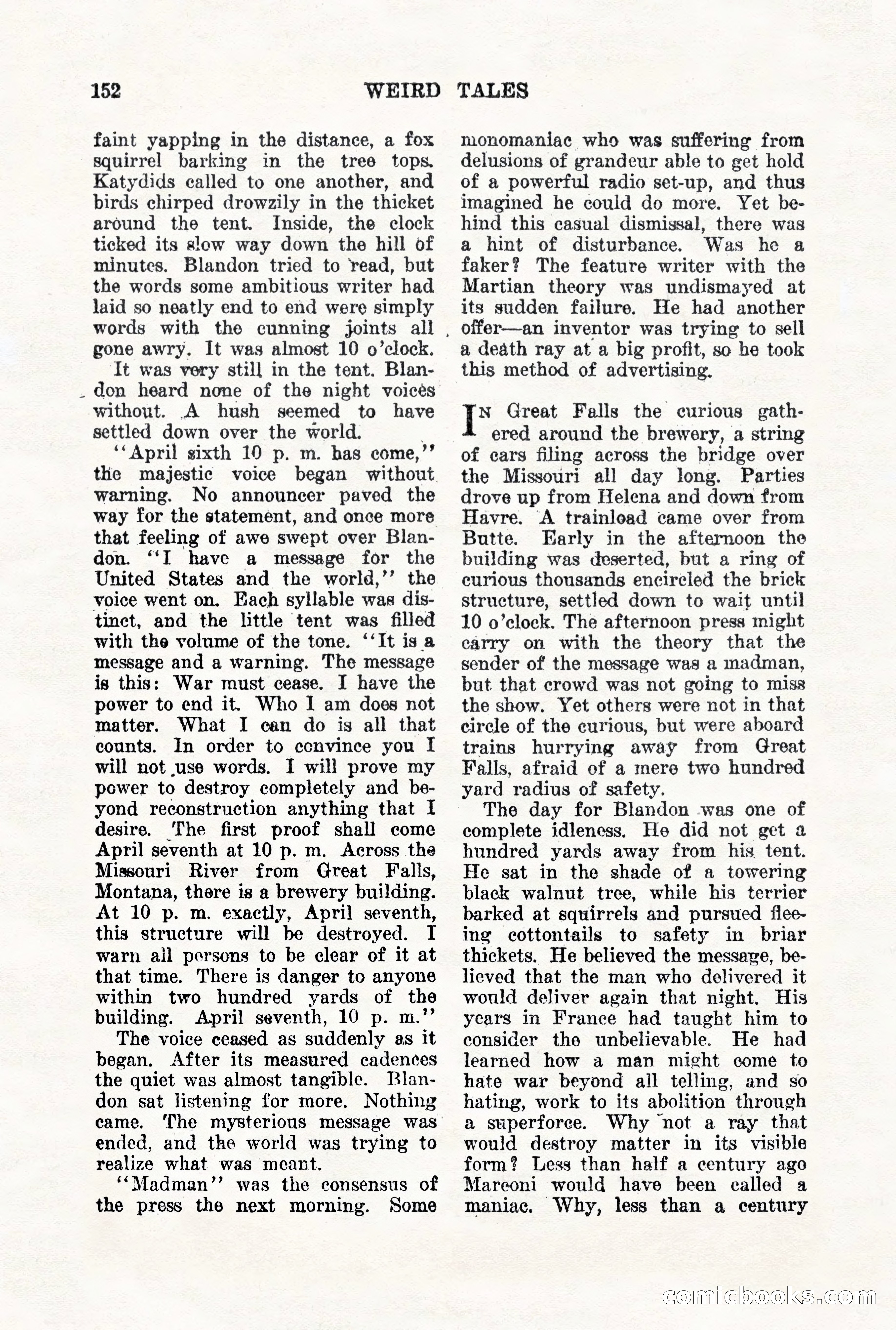 Weird Tales, Vol. VII, No. 2 — page 10 of 148
