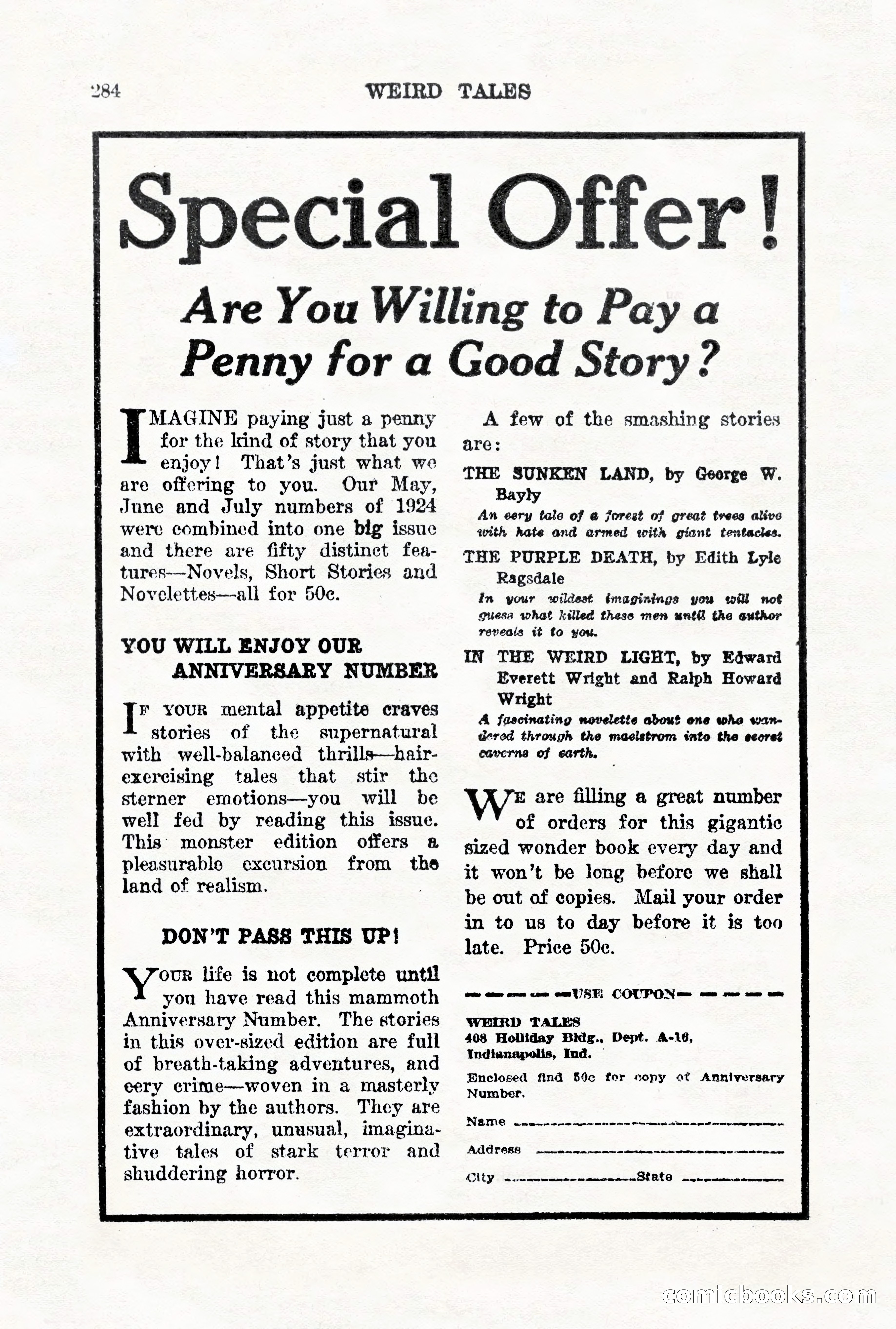 Weird Tales, Vol. VII, No. 2 — page 142 of 148