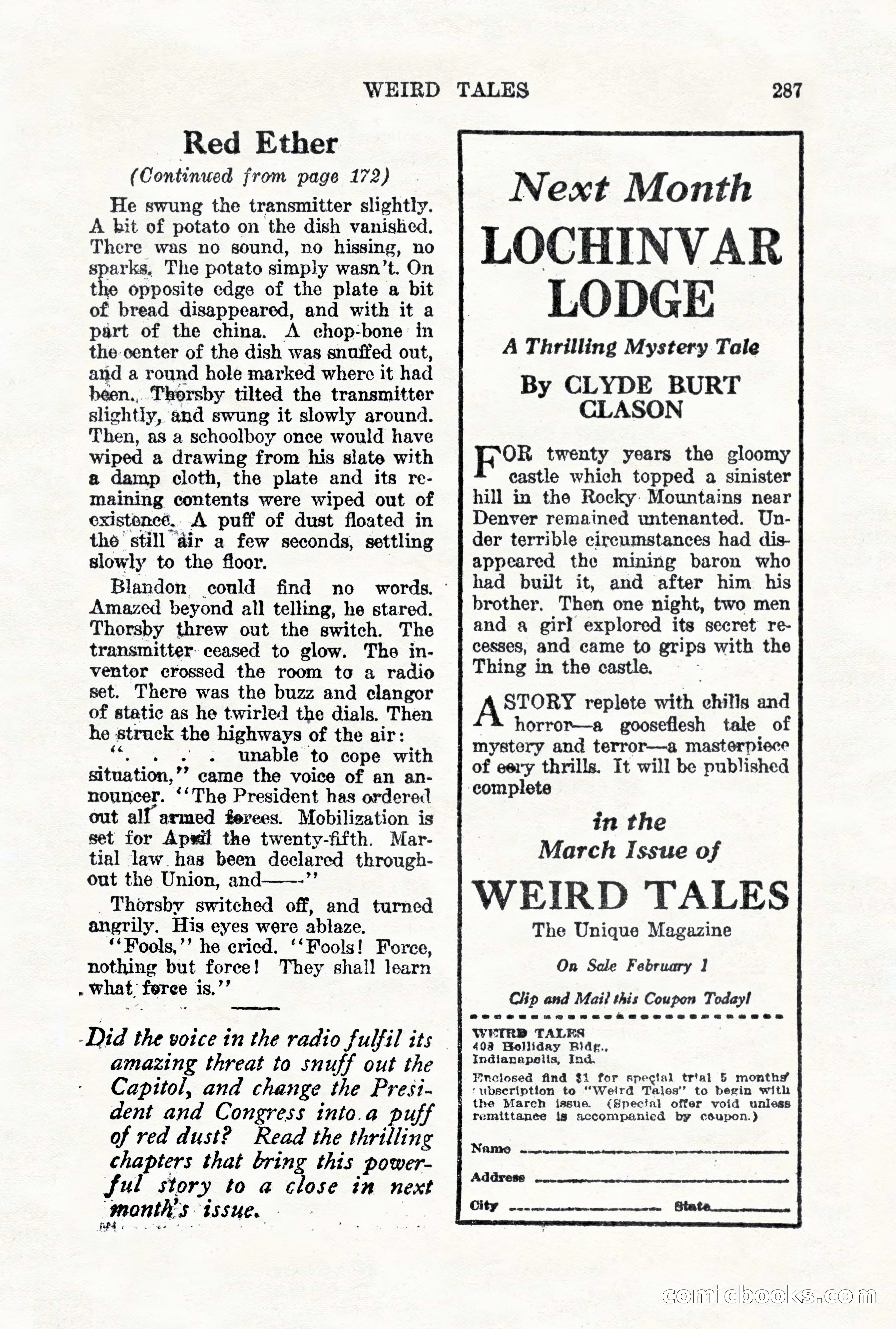 Weird Tales, Vol. VII, No. 2 — page 145 of 148
