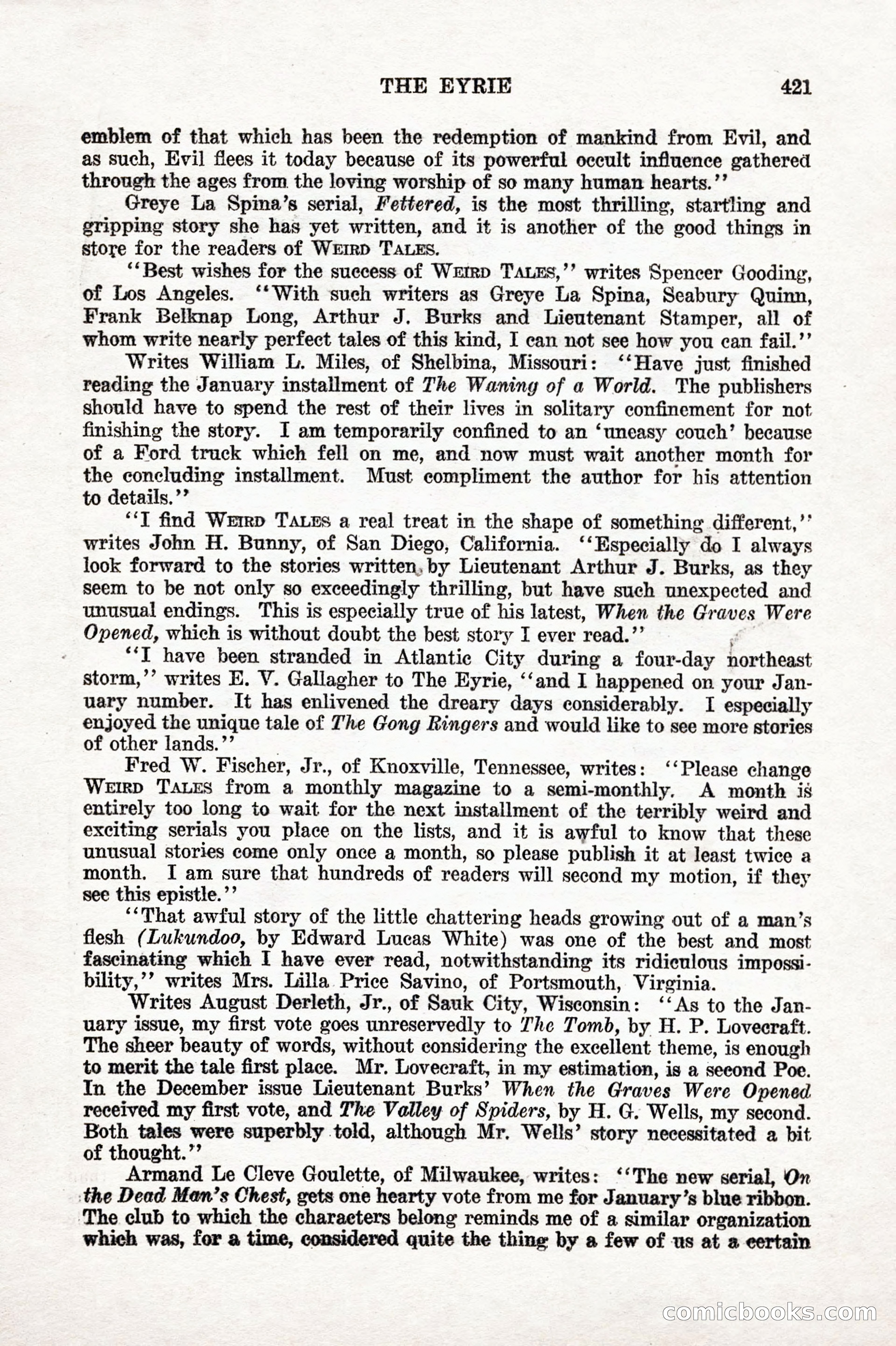Weird Tales, Vol. 7, No. 3 — page 135 of 148