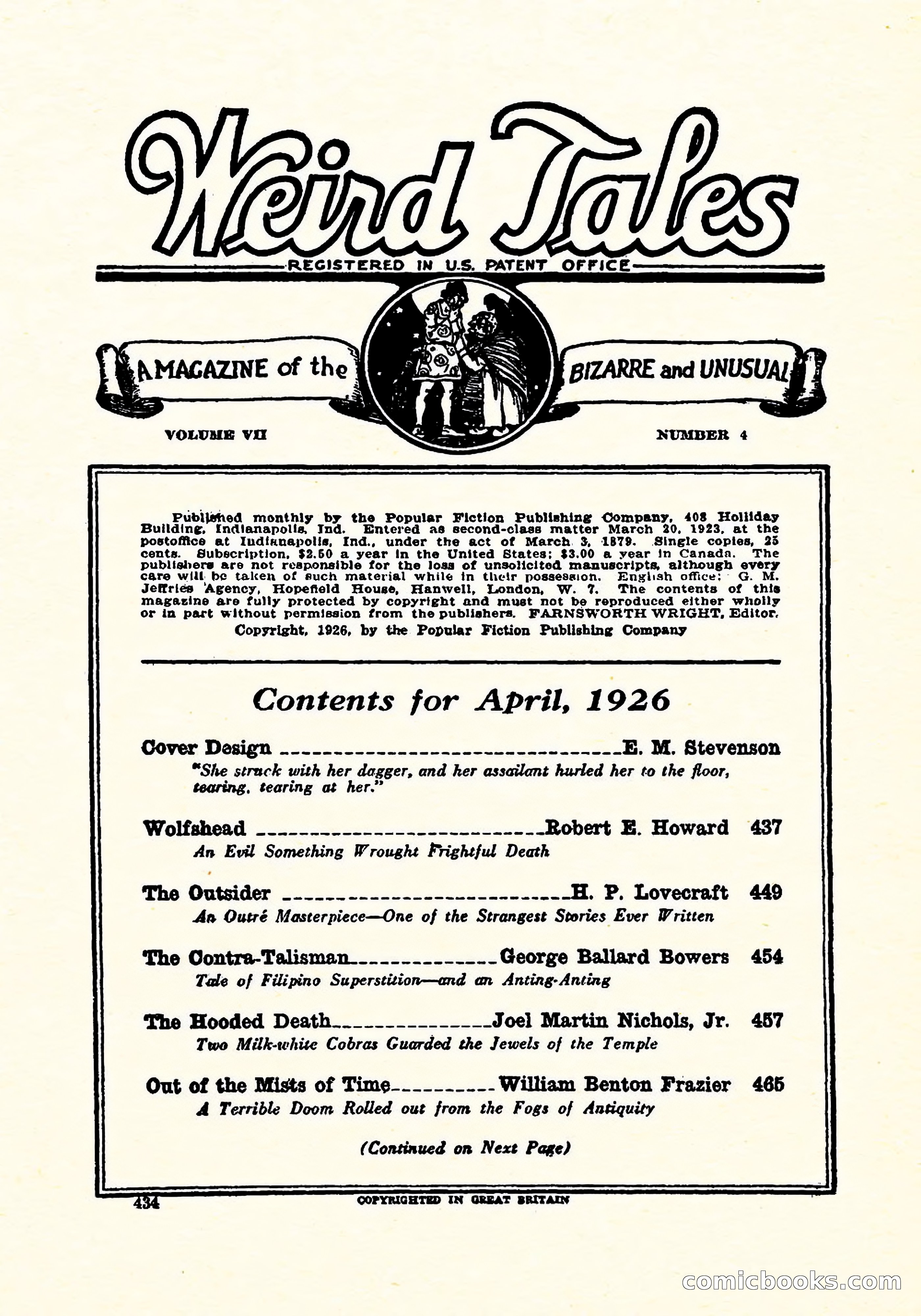 Weird Tales, April 1926 — page 3 of 146
