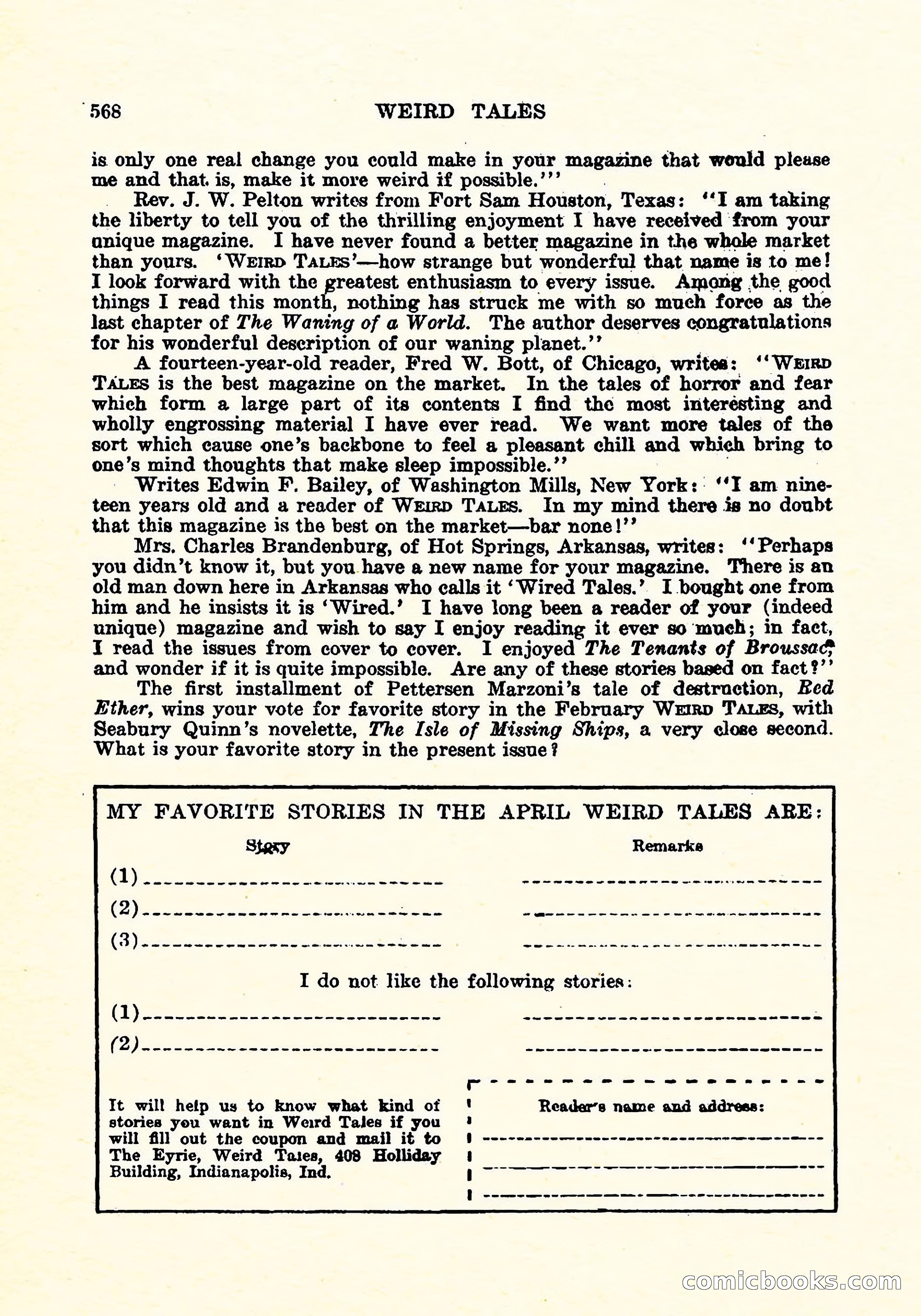 Weird Tales, April 1926 — page 137 of 146