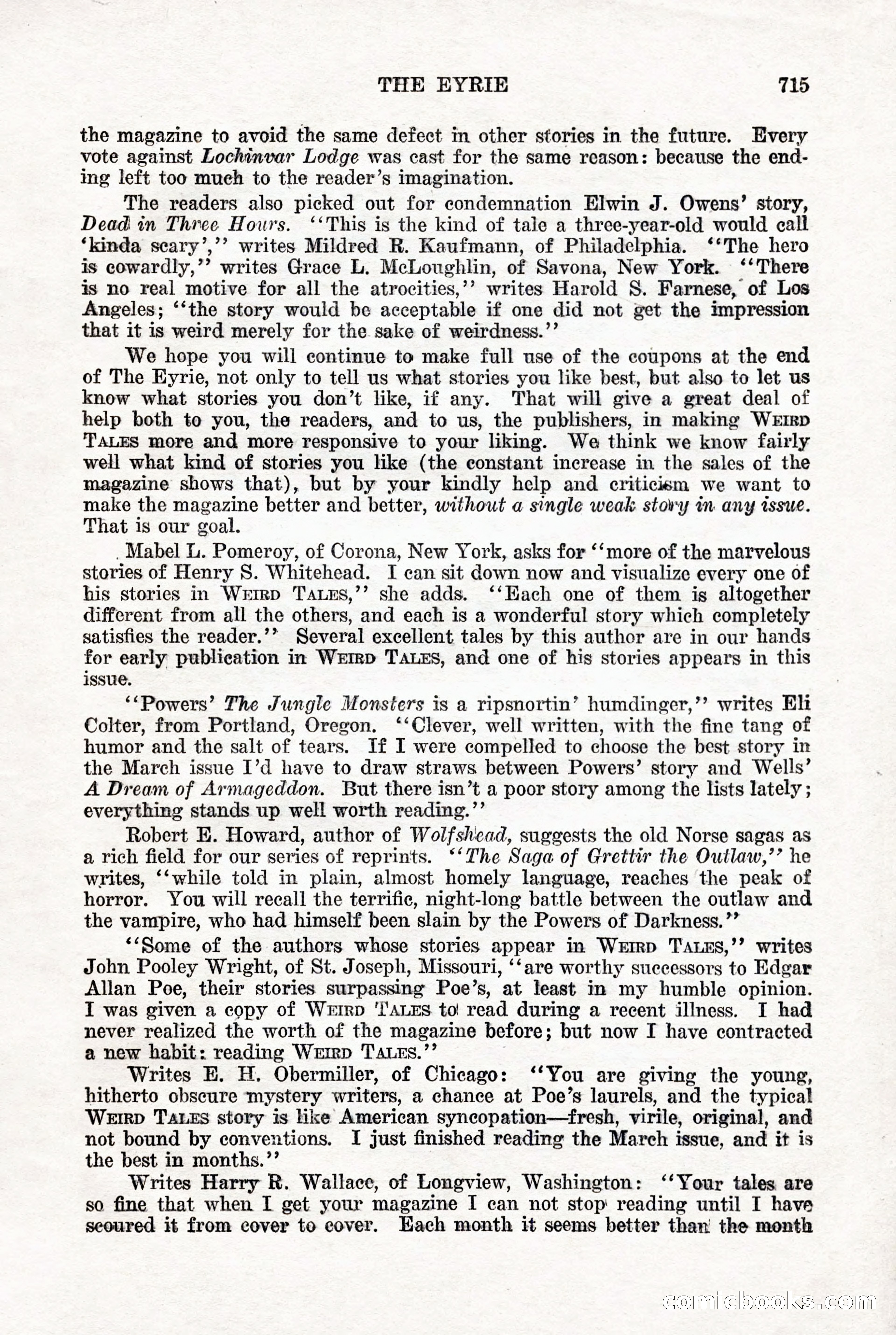 Weird Tales, Vol. 7, No. 5 — page 141 of 148