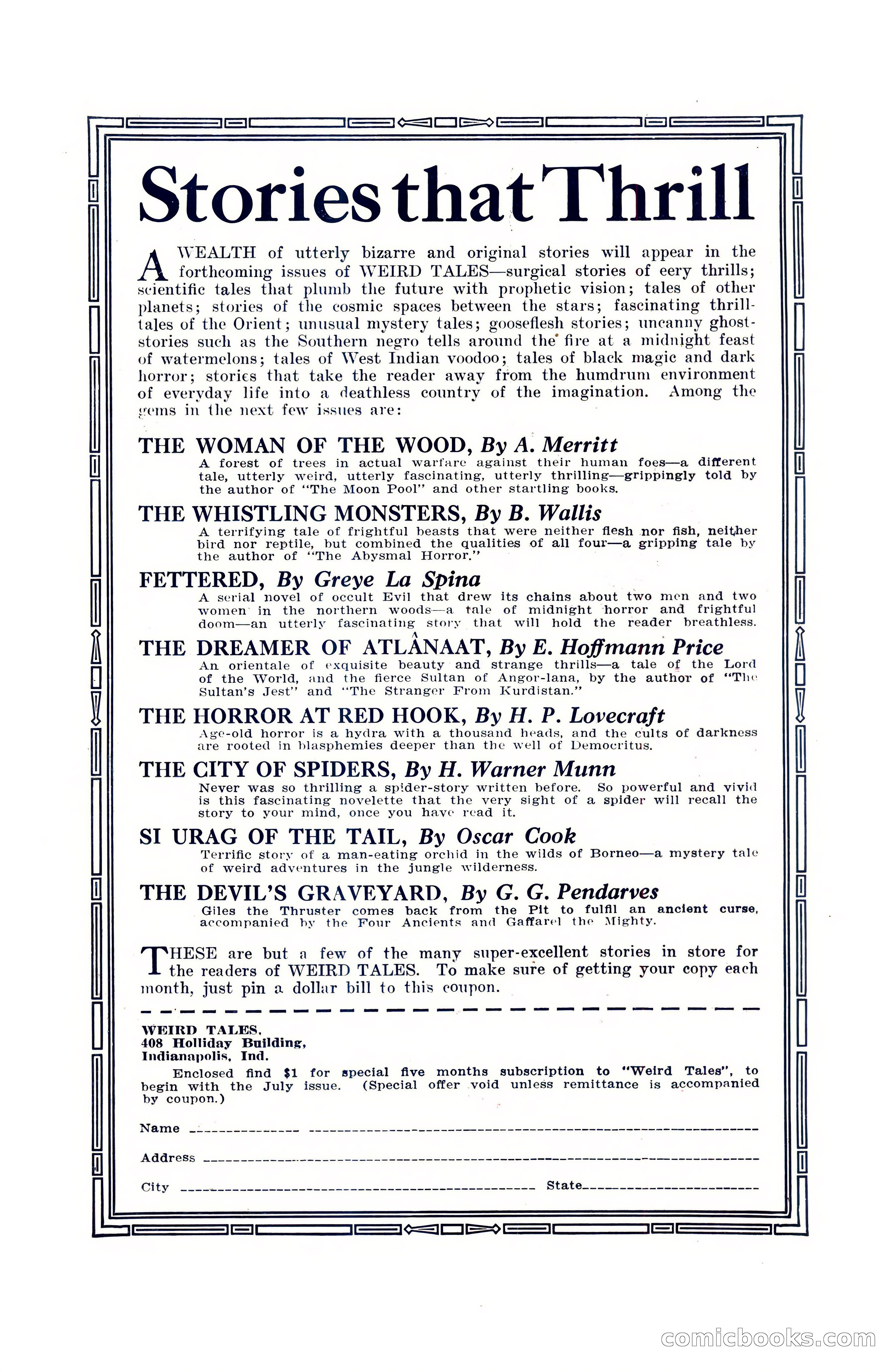 Weird Tales, Vol. VII, No. 6 — page 2 of 148