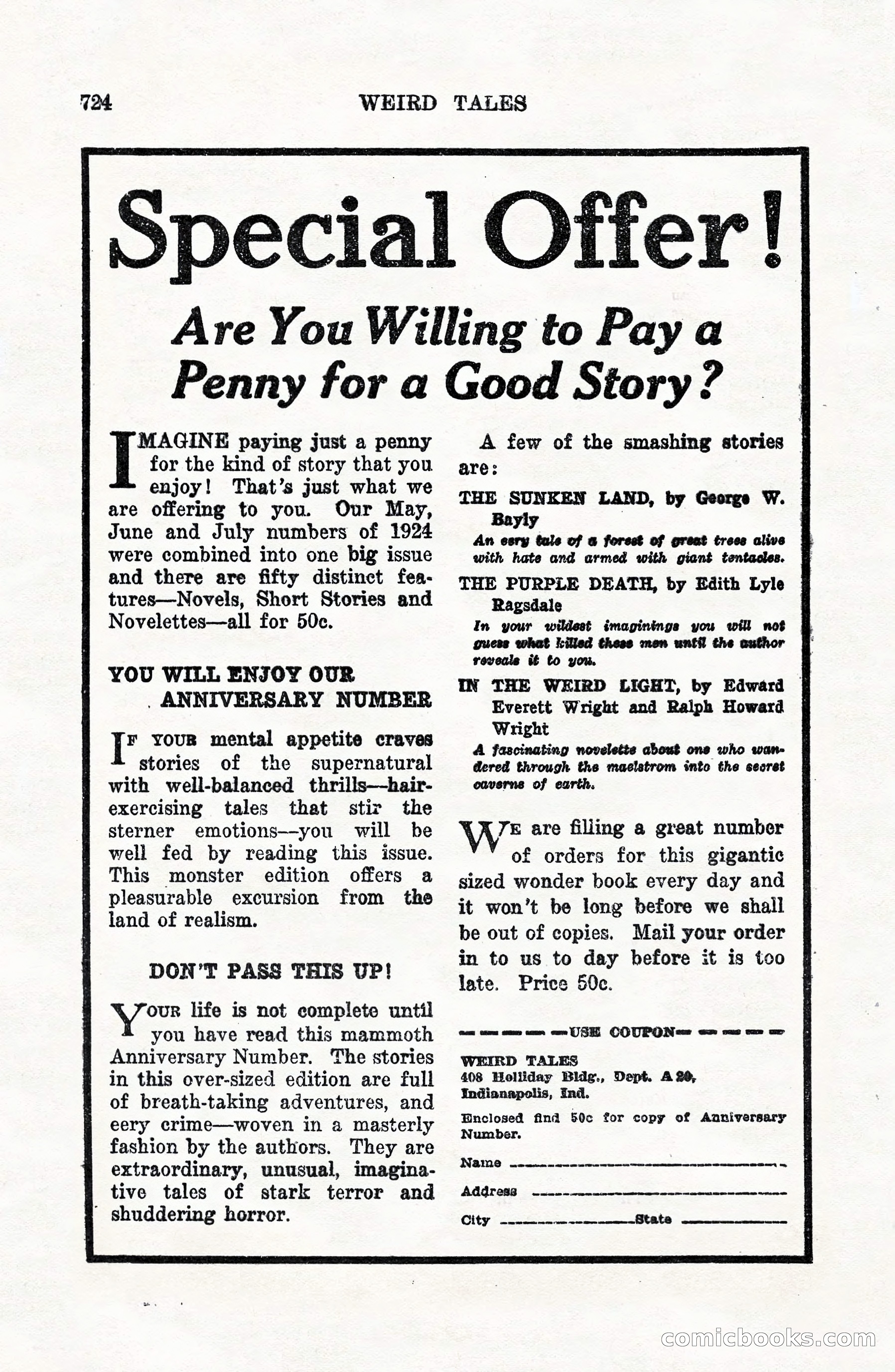 Weird Tales, Vol. VII, No. 6 — page 6 of 148