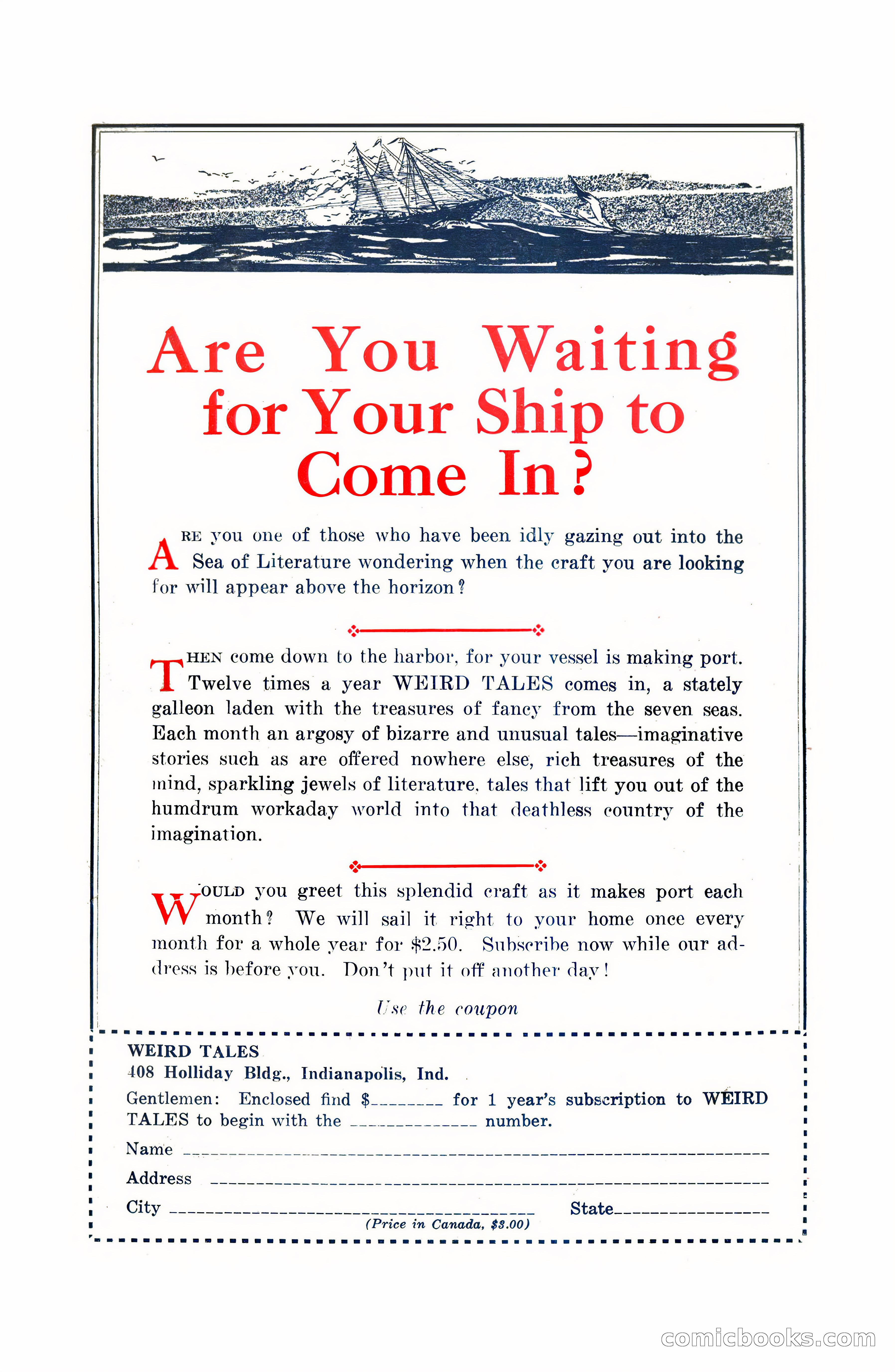Weird Tales, Vol. VII, No. 6 — page 148 of 148