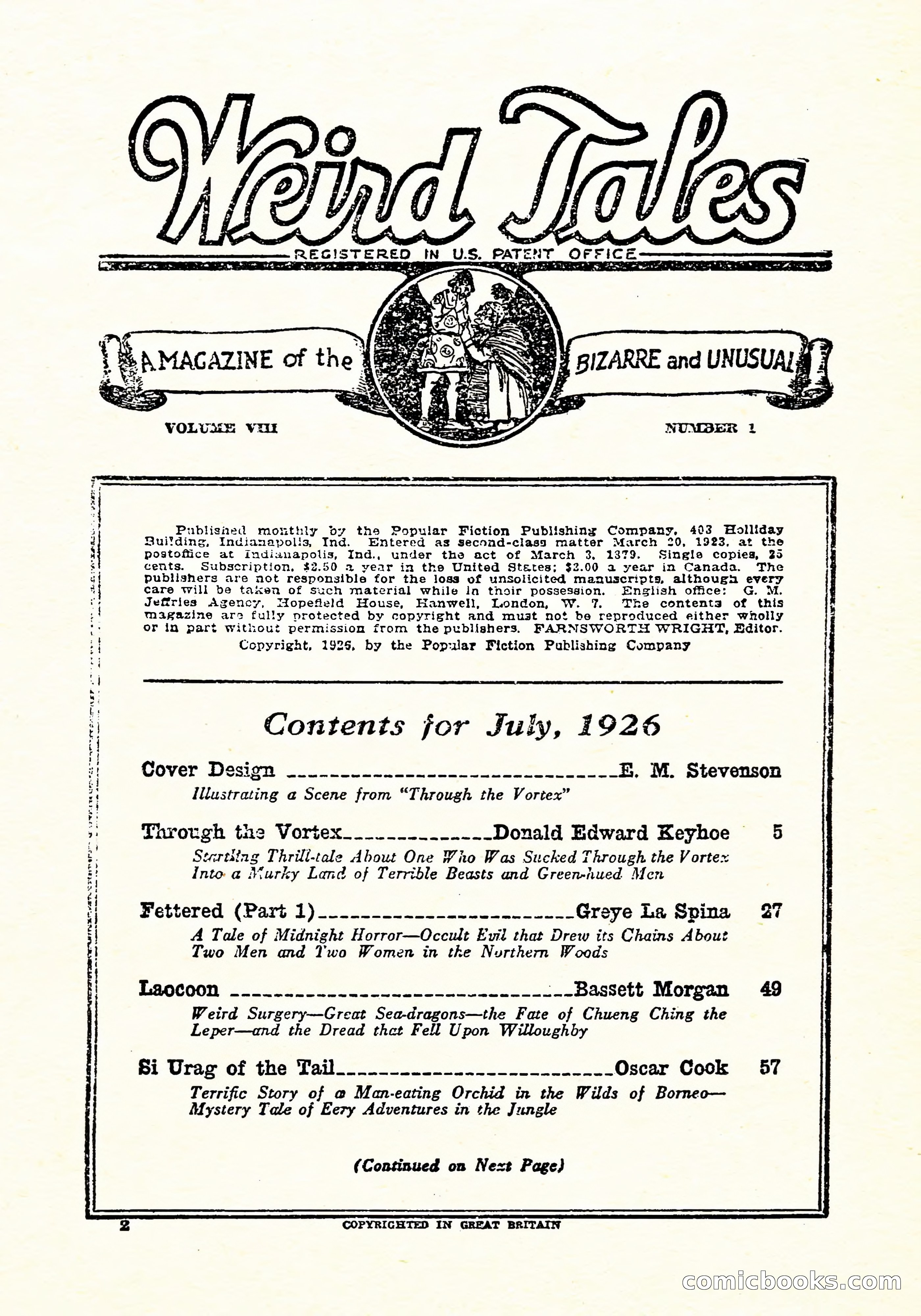 Weird Tales, July 1926 — page 3 of 146
