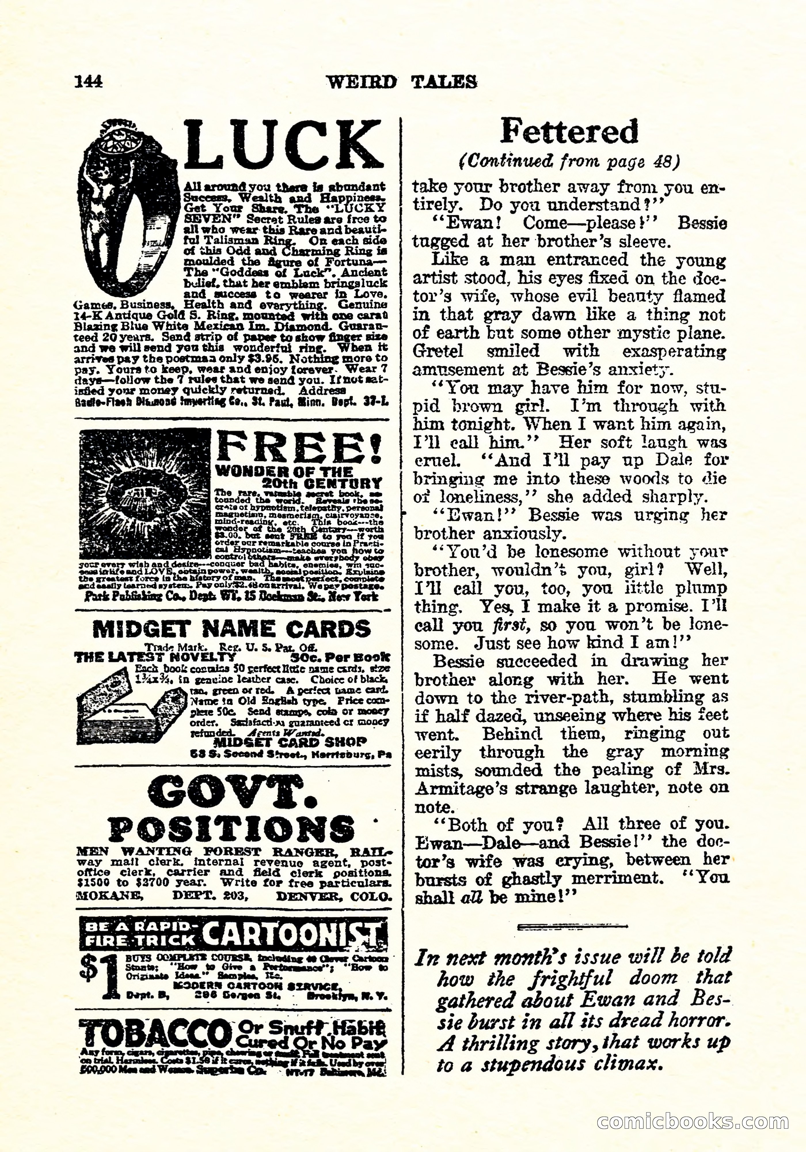 Weird Tales, July 1926 — page 145 of 146
