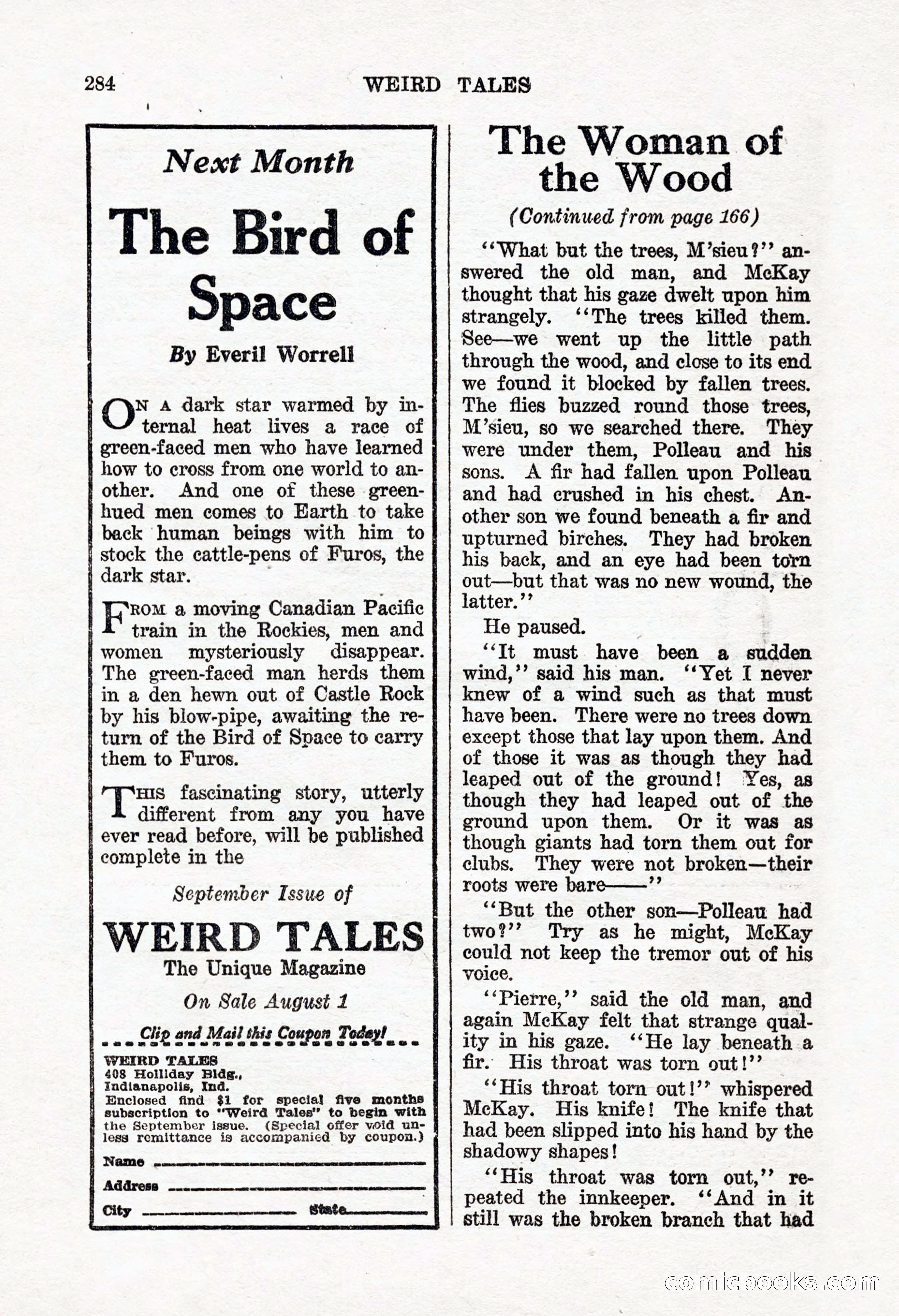 Weird Tales, Vol. 8, No. 2 — page 142 of 146
