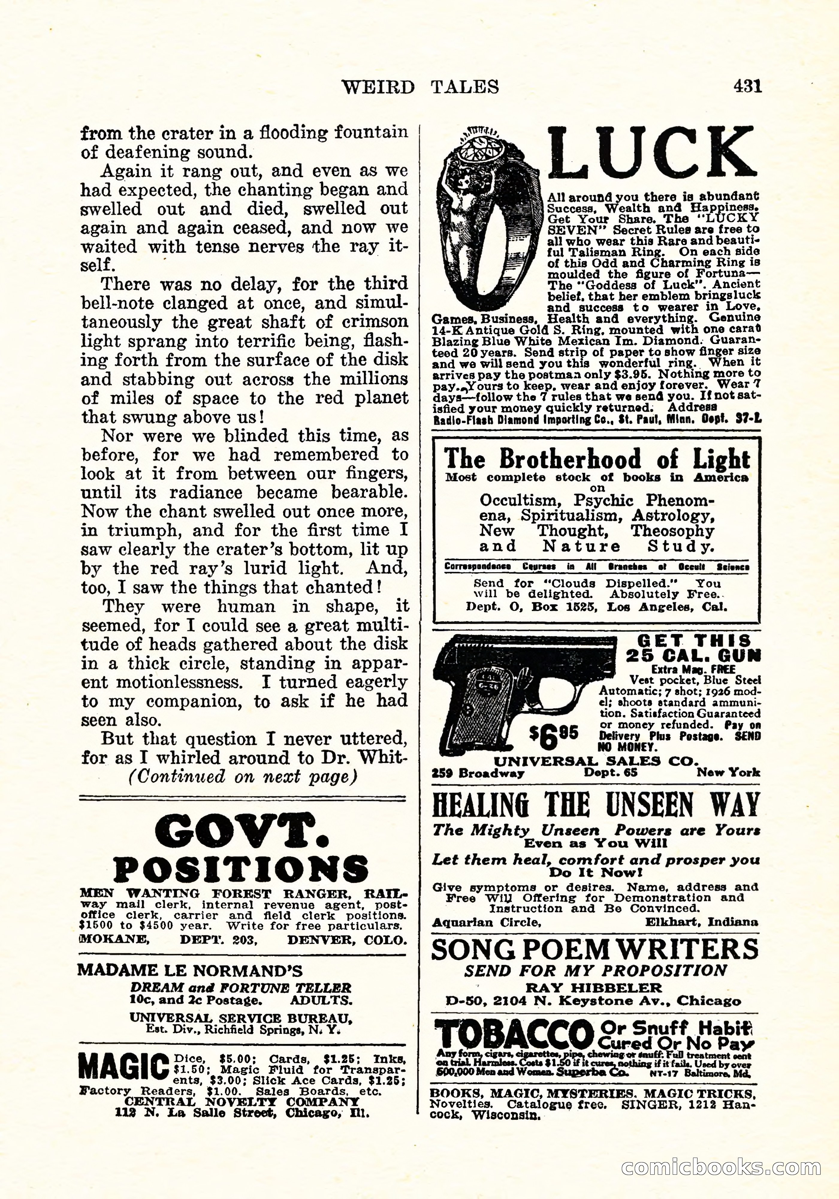 Weird Tales, September 1926 — page 144 of 146