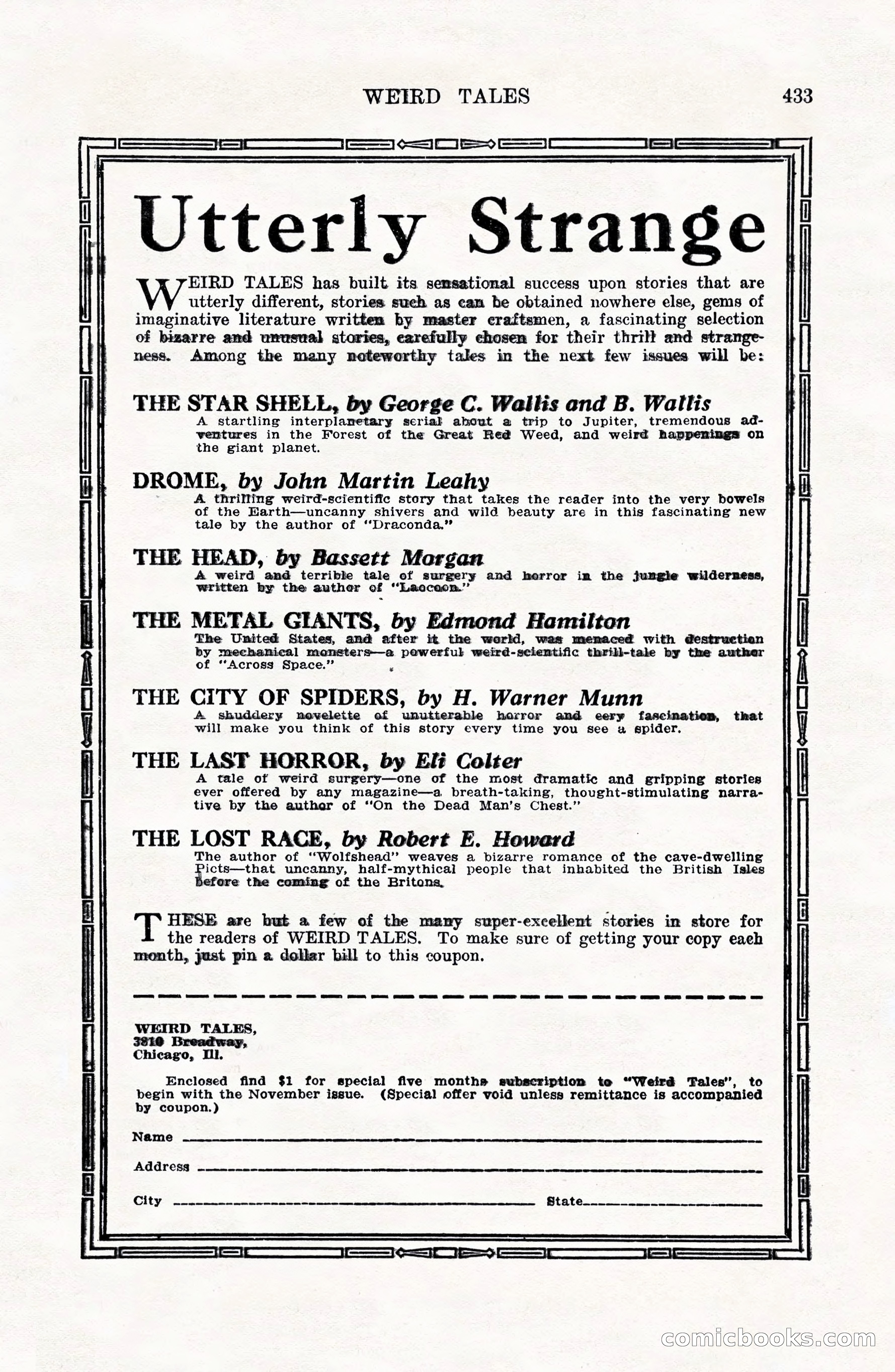 Weird Tales, Vol. VIII, No. 4 — page 3 of 148