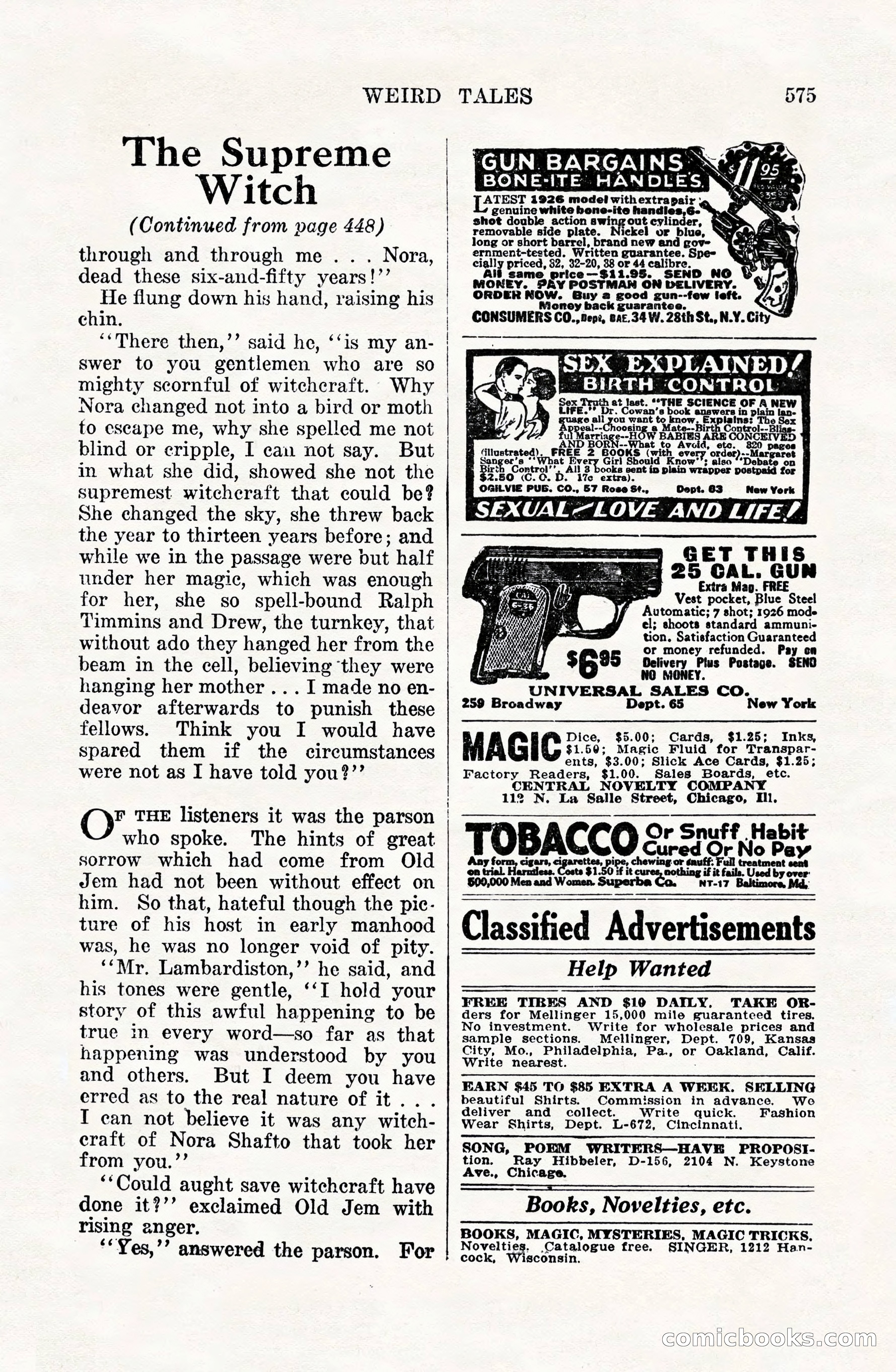 Weird Tales, Vol. VIII, No. 4 — page 145 of 148