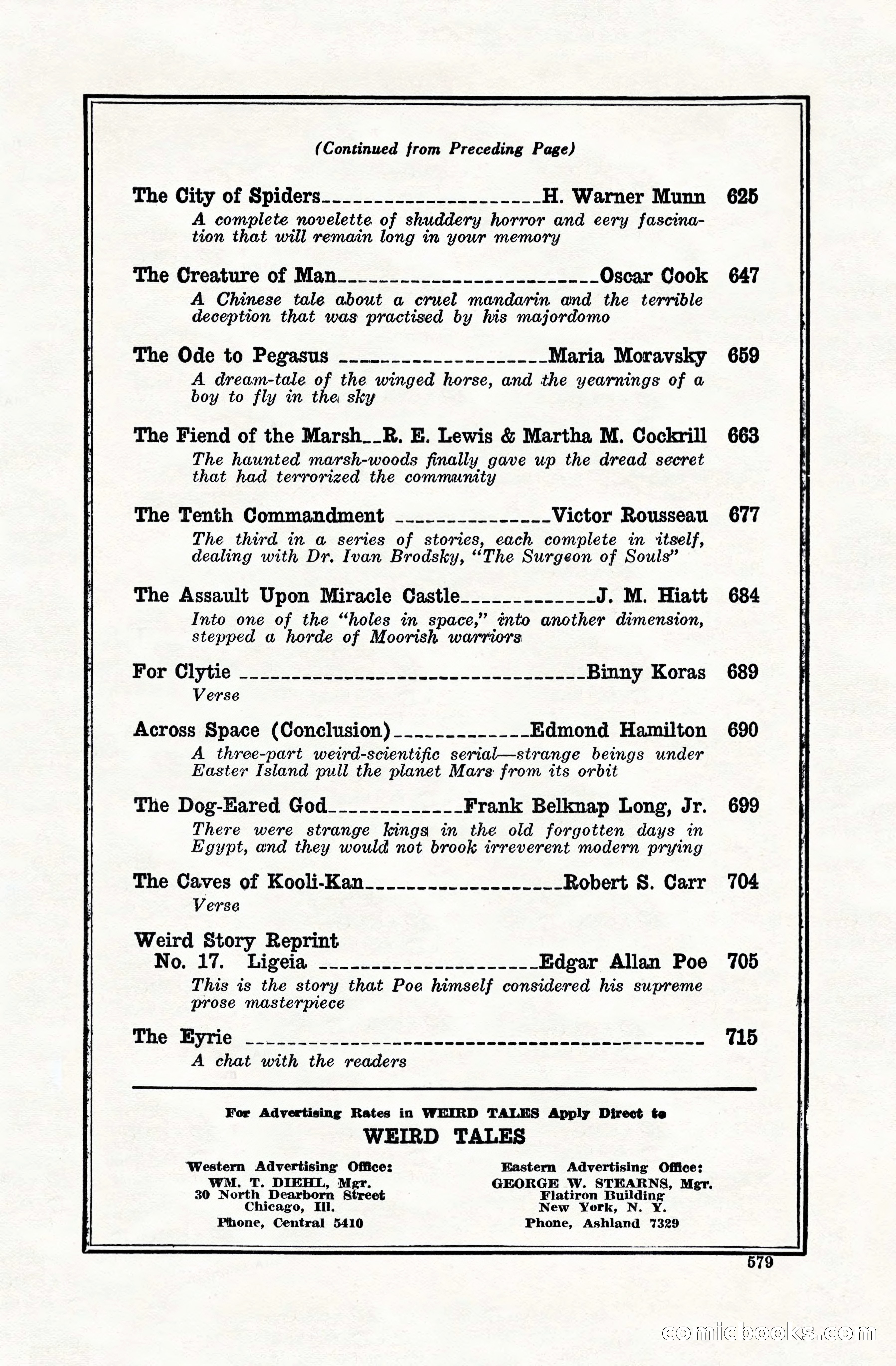 Weird Tales, Vol. VIII, No. 5 — page 5 of 148