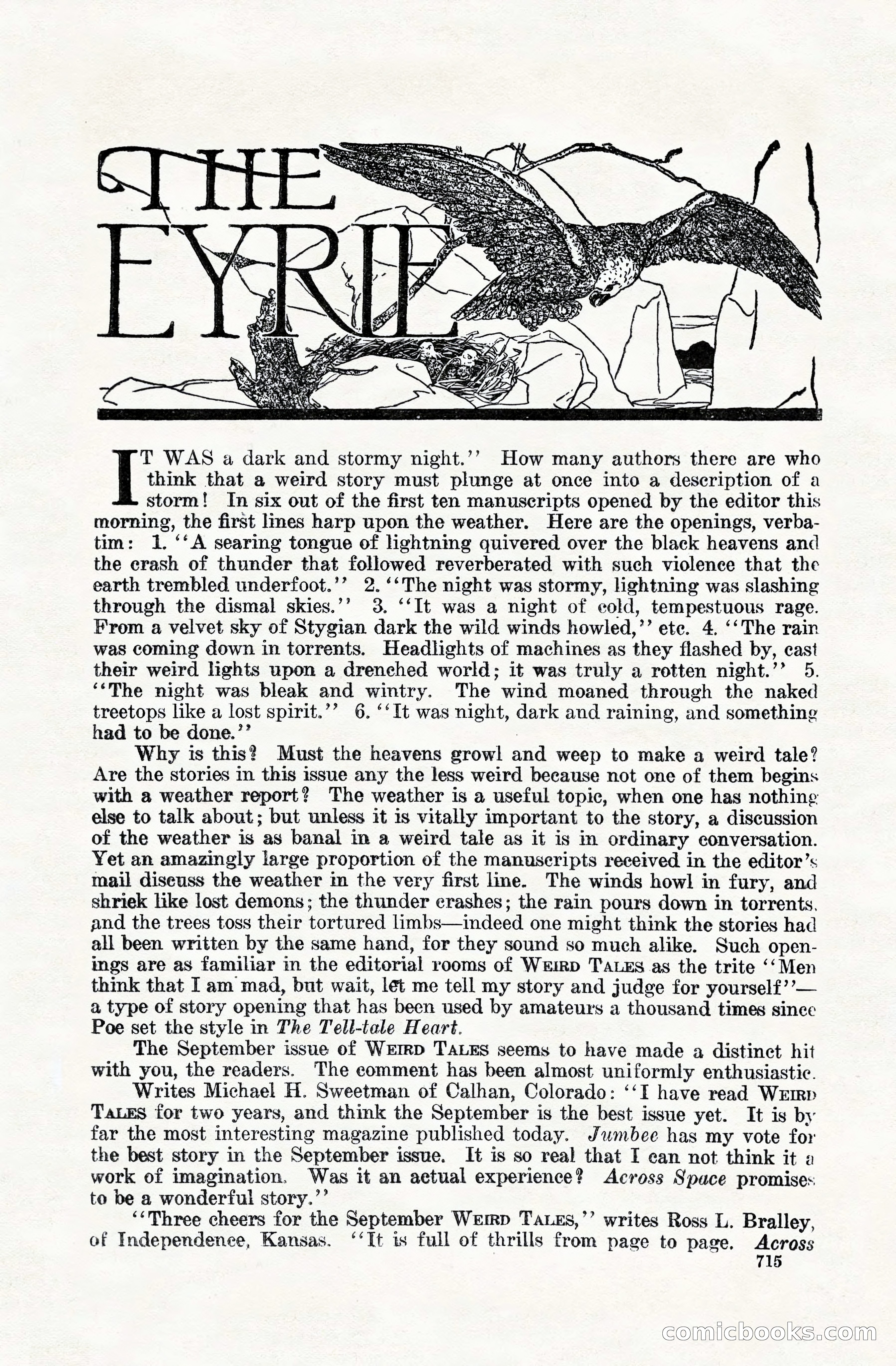 Weird Tales, Vol. VIII, No. 5 — page 141 of 148