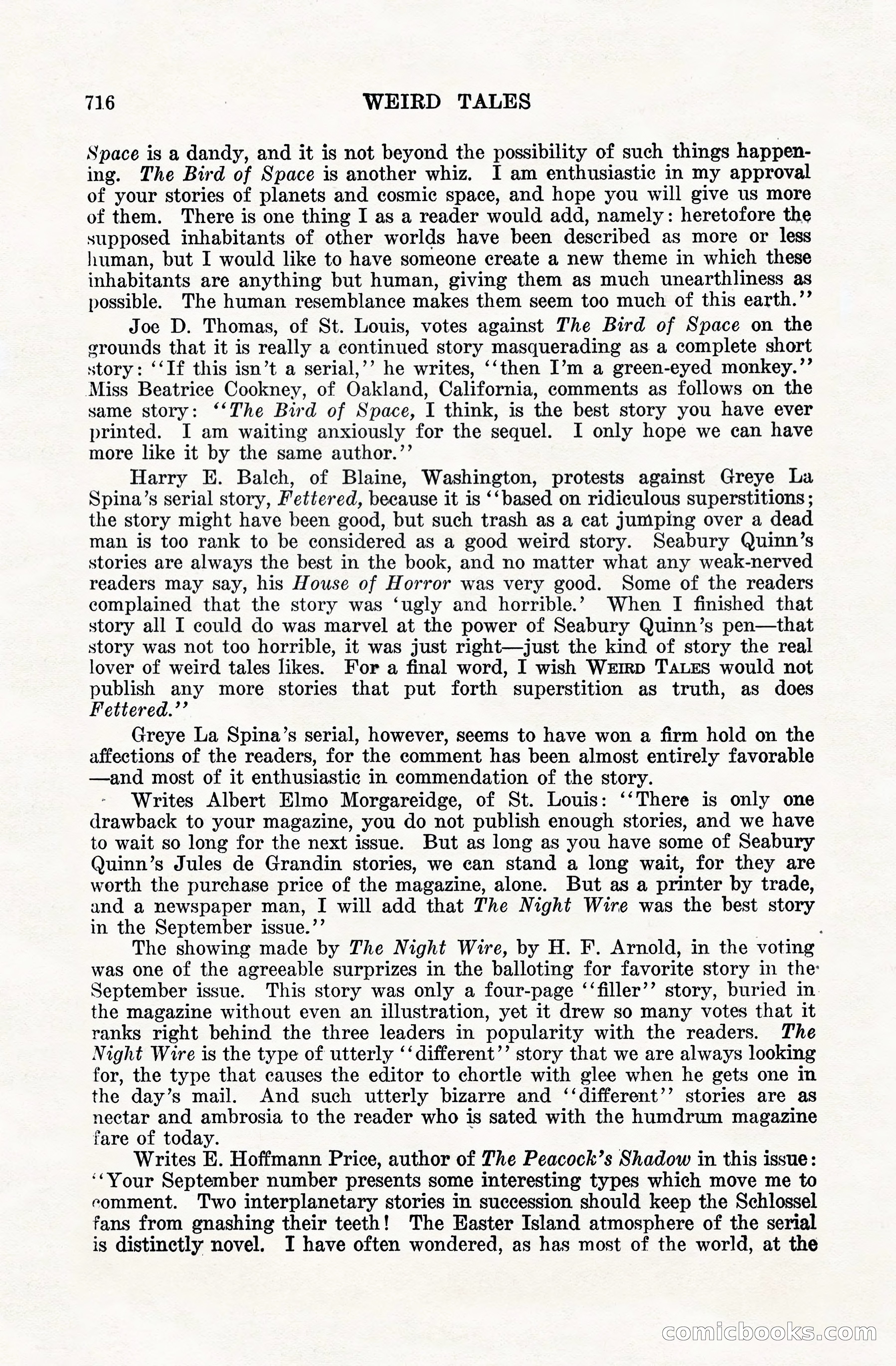 Weird Tales, Vol. VIII, No. 5 — page 142 of 148