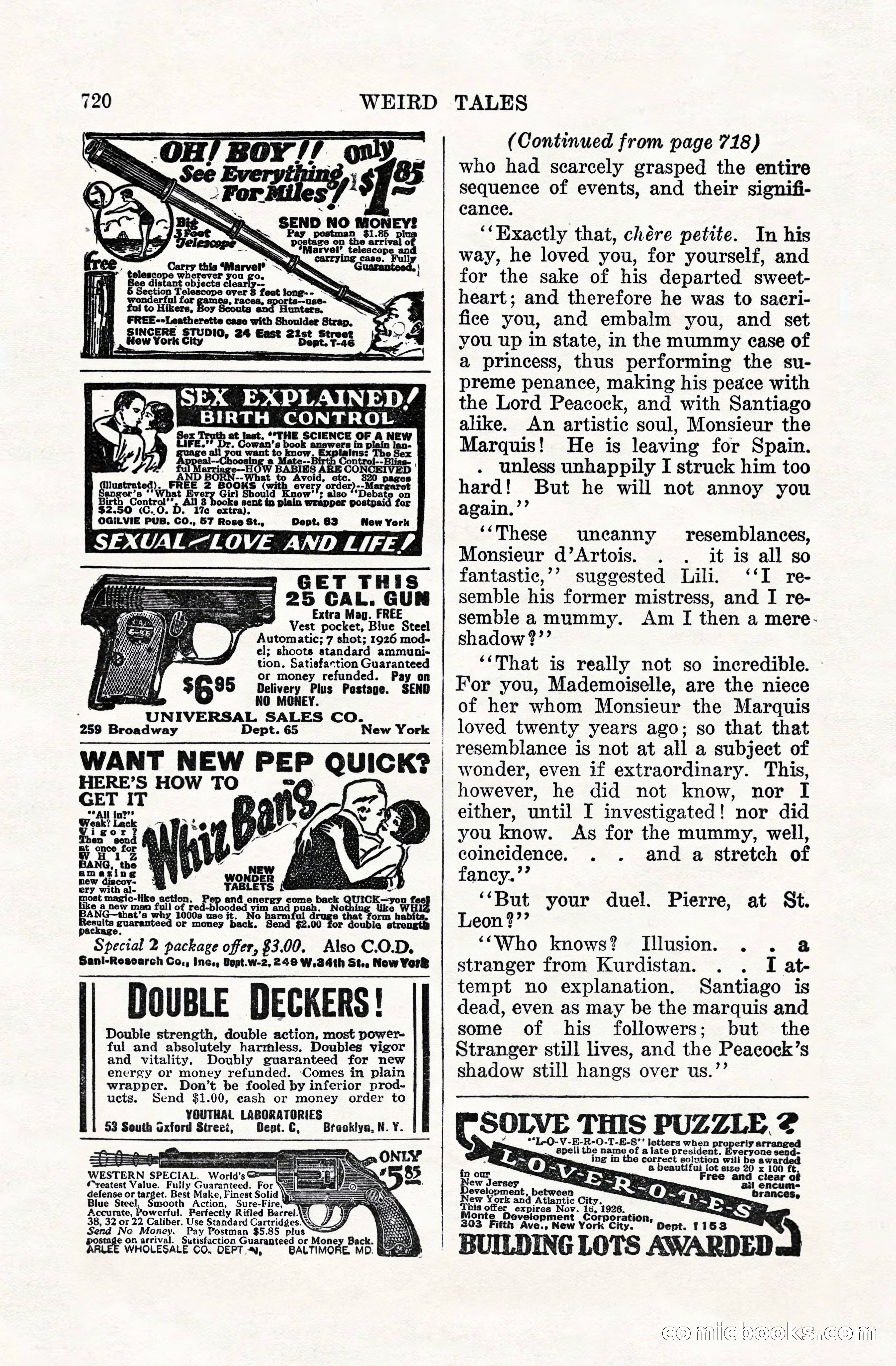 Weird Tales, Vol. VIII, No. 5 — page 146 of 148