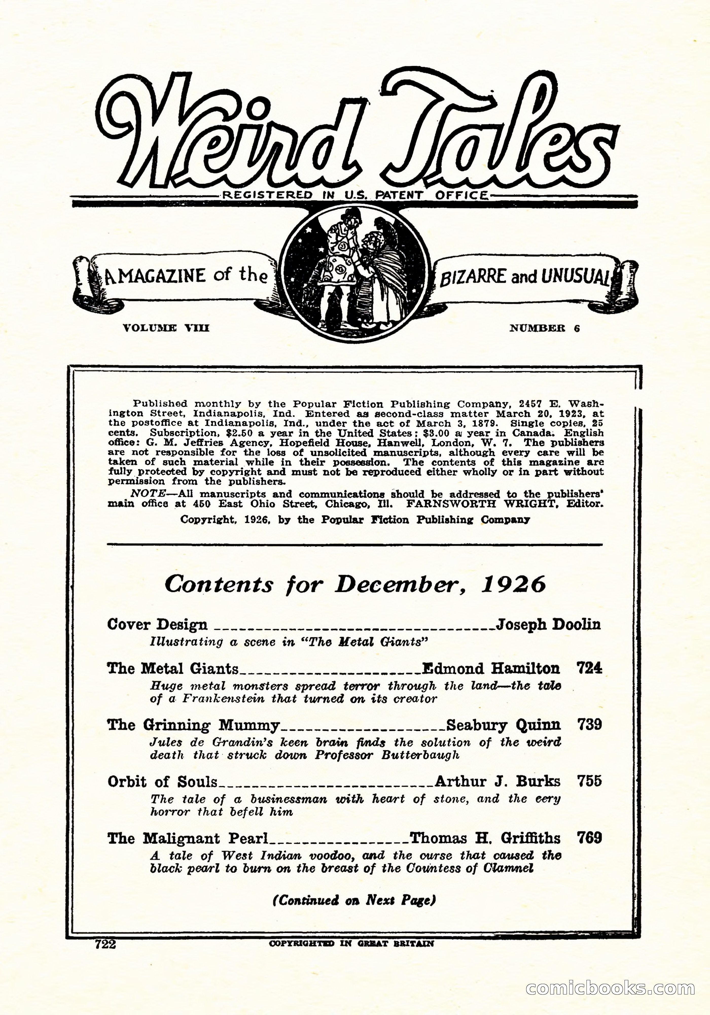 Weird Tales, December 1926 — page 3 of 146