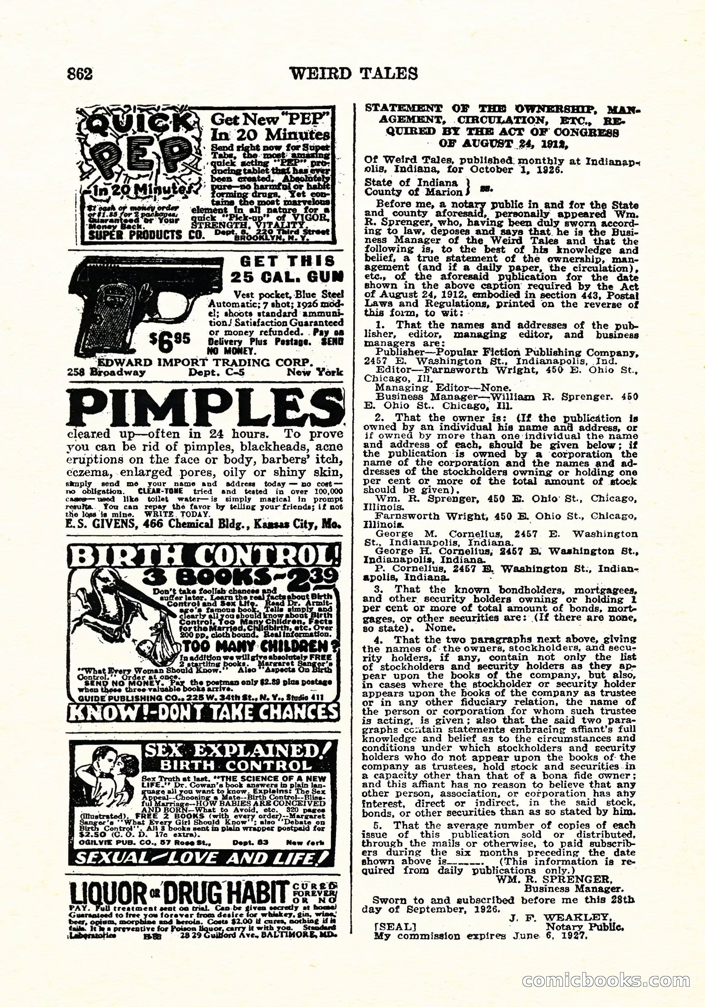 Weird Tales, December 1926 — page 143 of 146