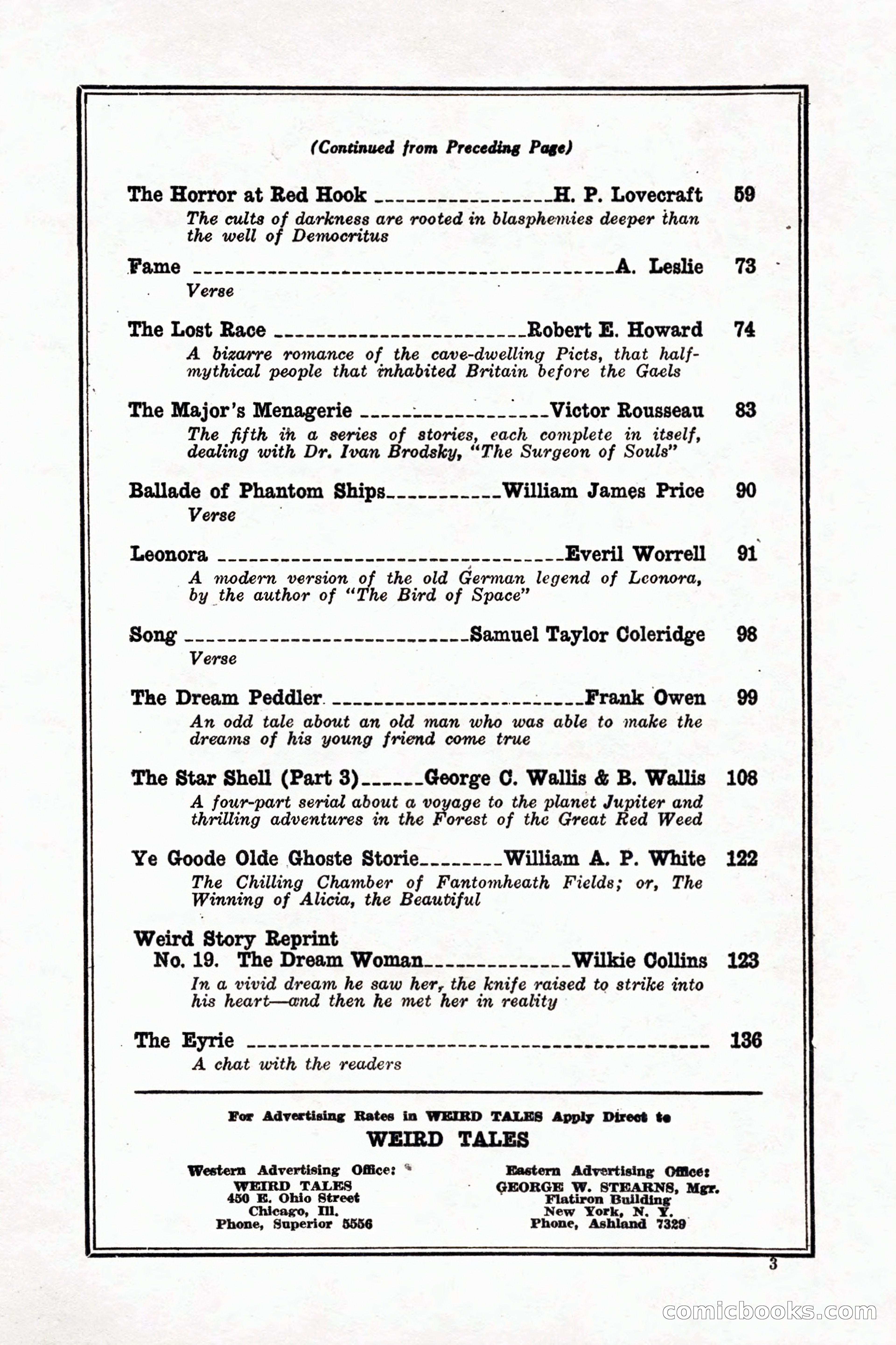 Weird Tales, Vol. 9, No. 1 — page 5 of 148