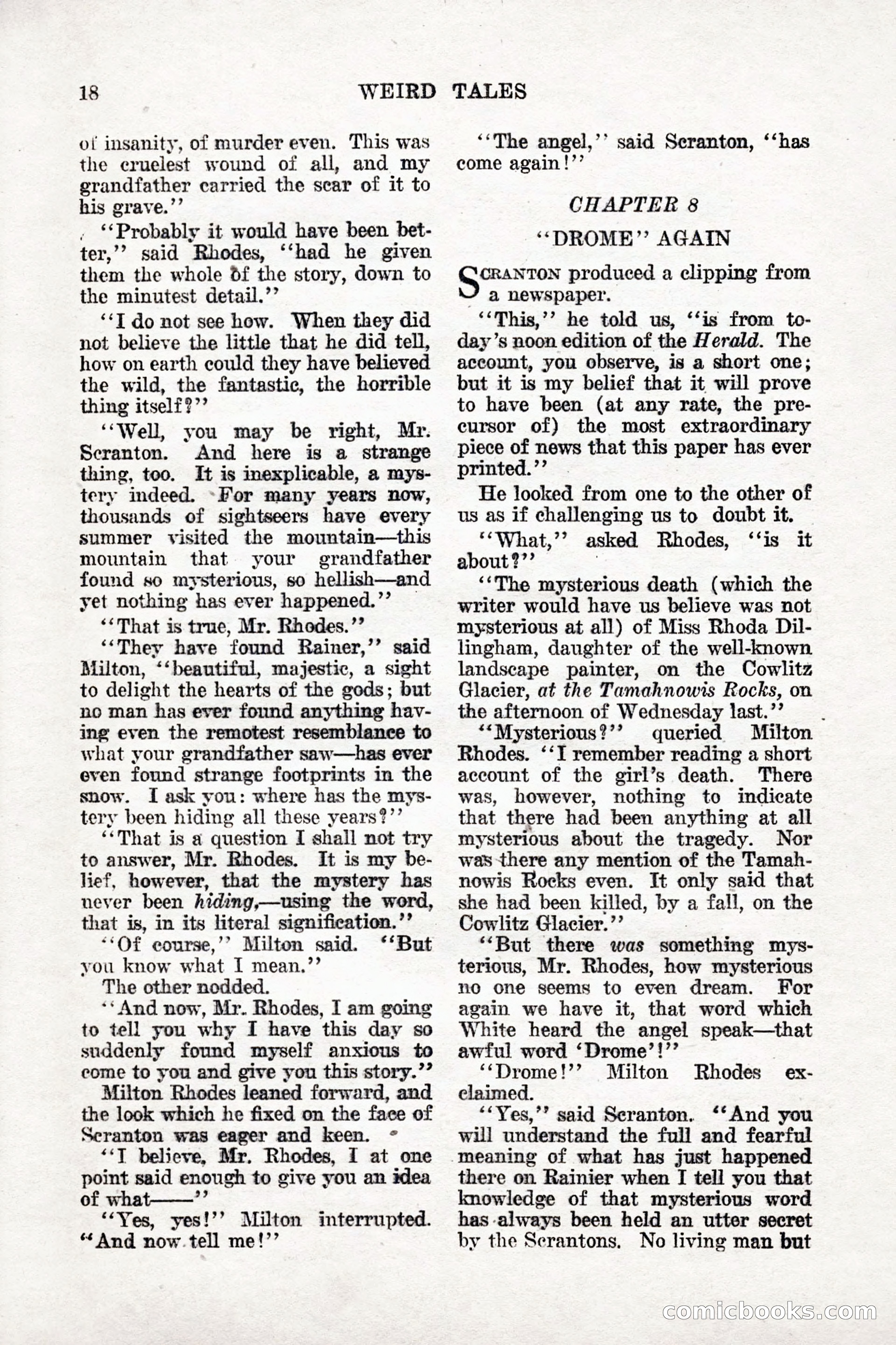 Weird Tales, Vol. 9, No. 1 — page 20 of 148