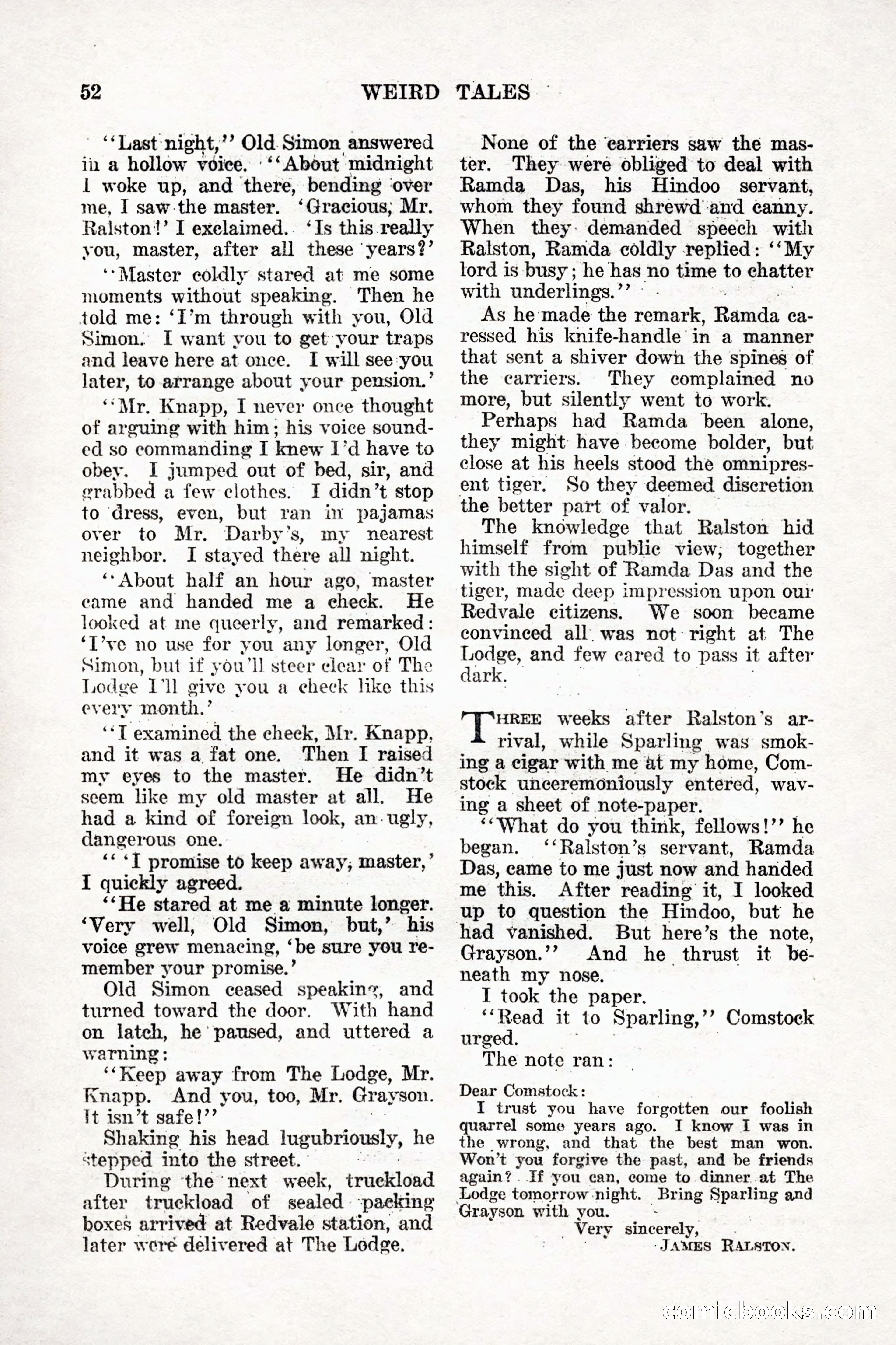 Weird Tales, Vol. 9, No. 1 — page 54 of 148