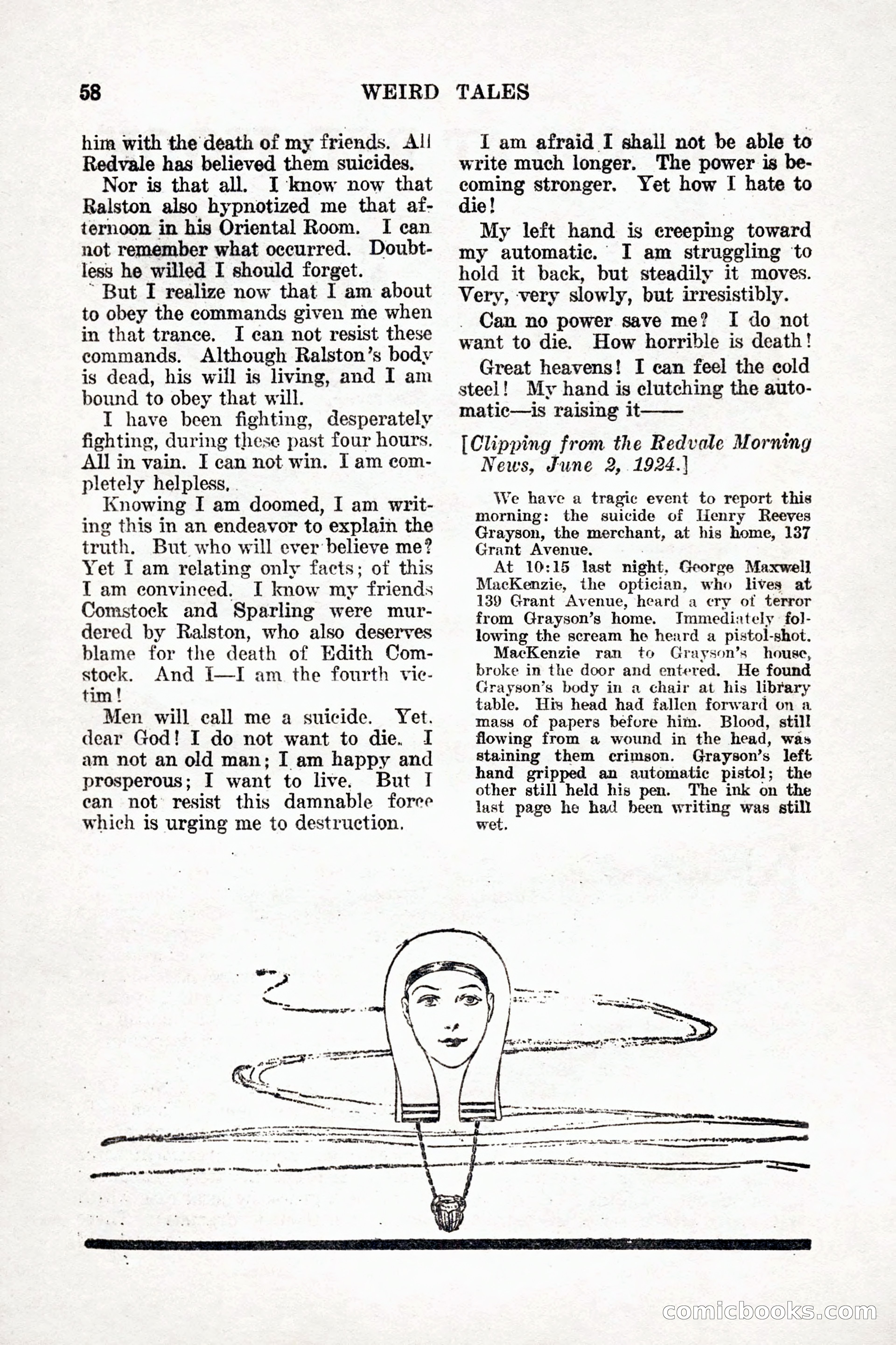 Weird Tales, Vol. 9, No. 1 — page 60 of 148